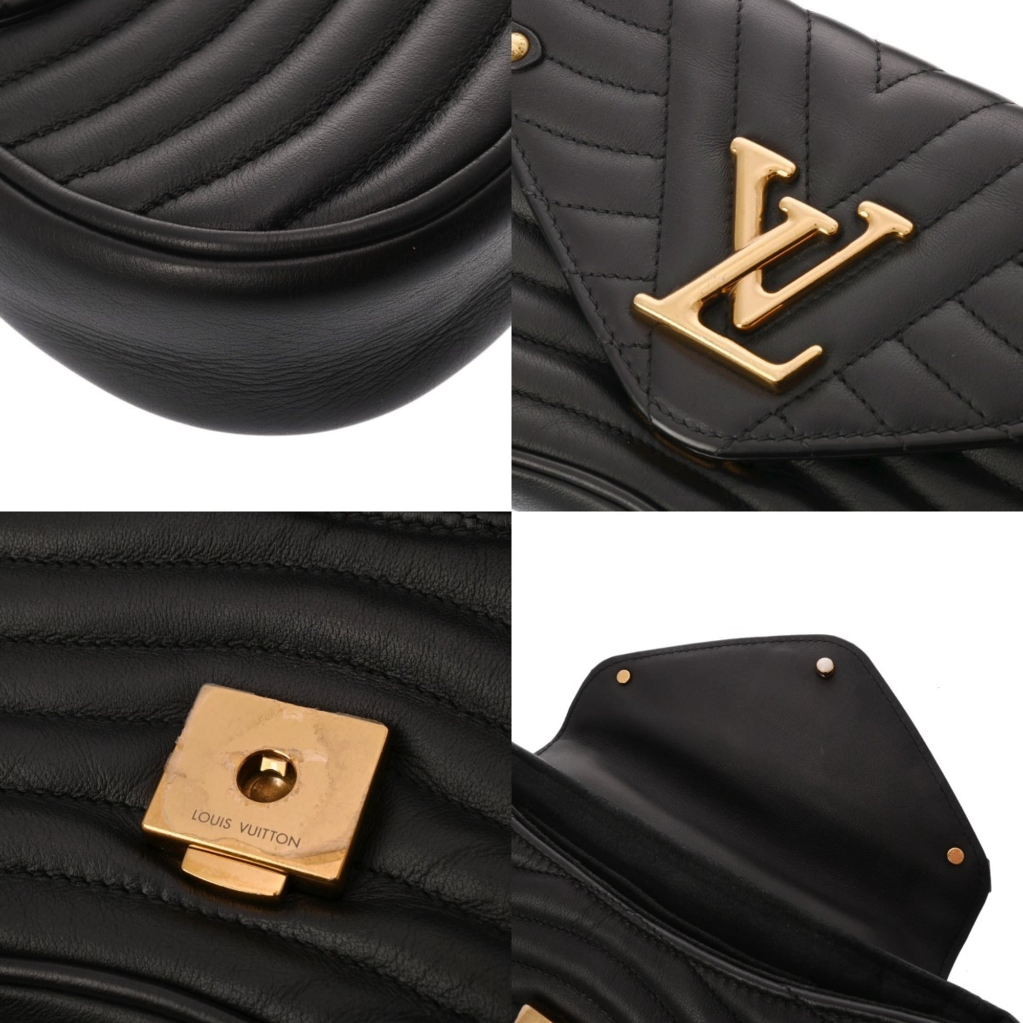 Louis Vuitton Noir Leather Shoulder Bag (Pre-Owned)