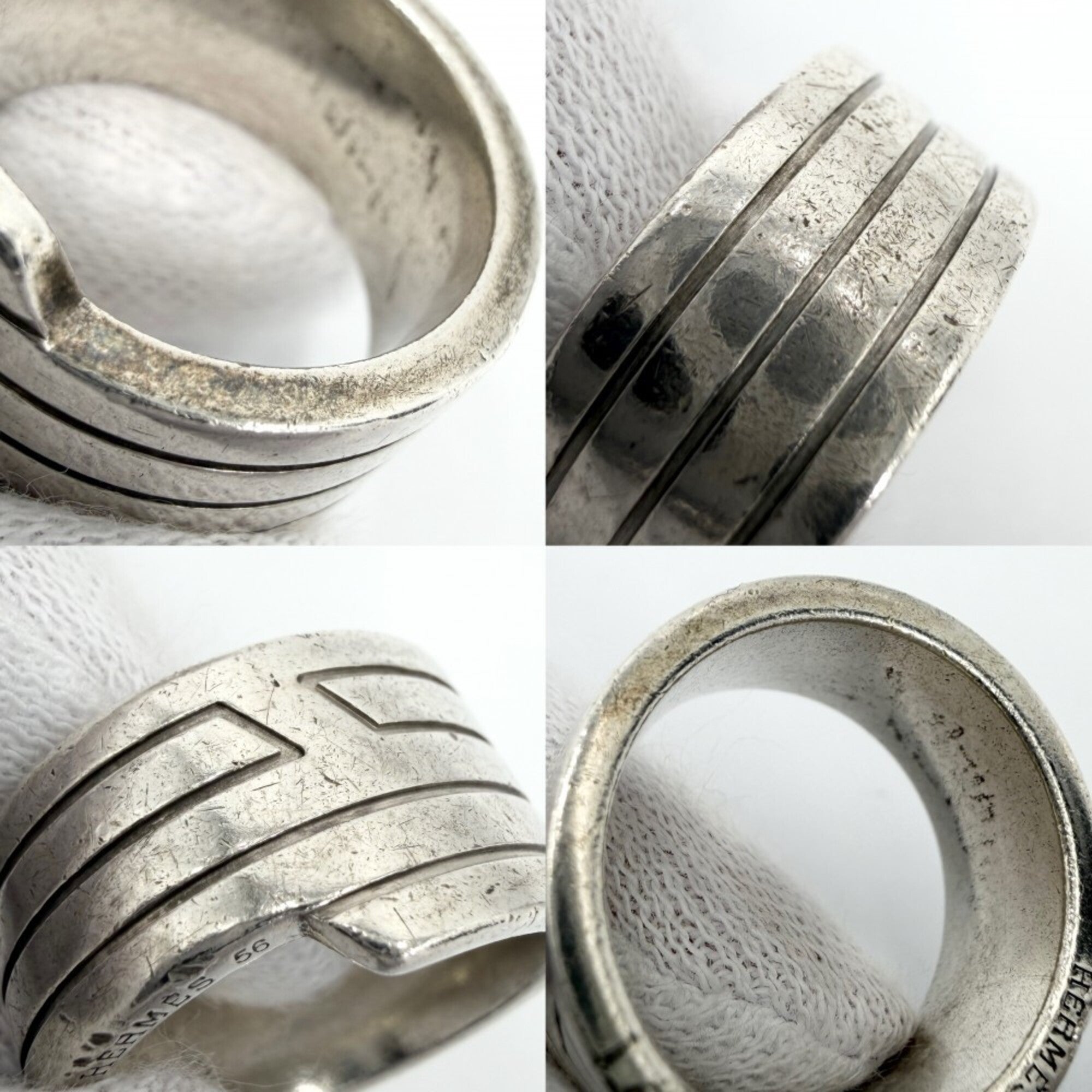 Hermes Silver 925 Band Ring (Pre-Owned)