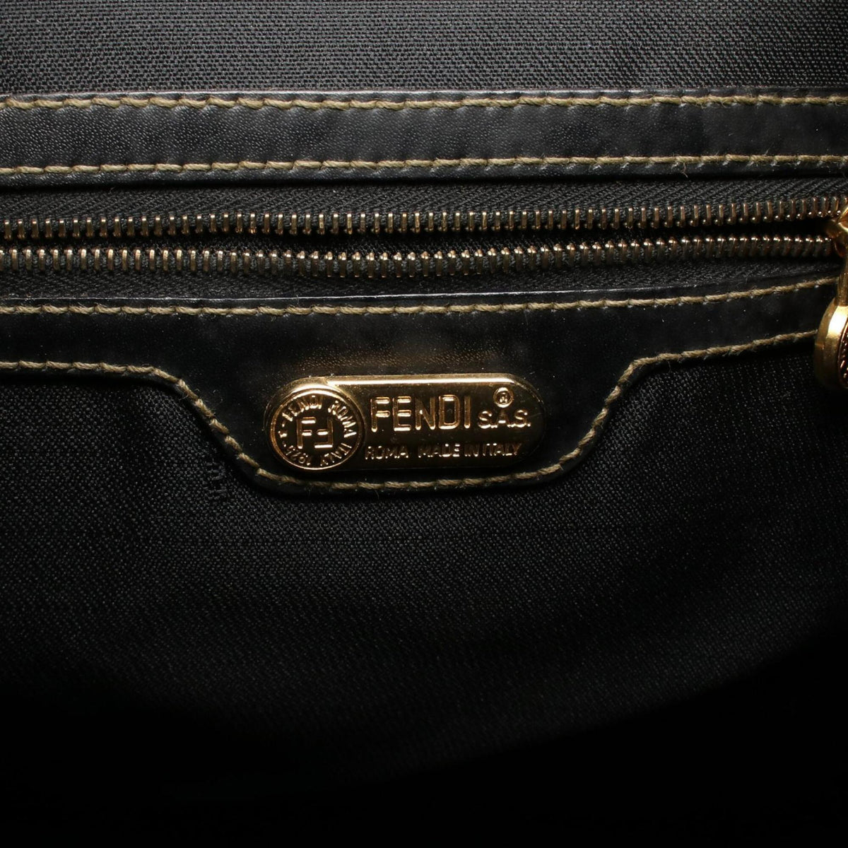 Fendi Black Brown Coated Canvas Leather Backpack Handbag (Pre-Owned)