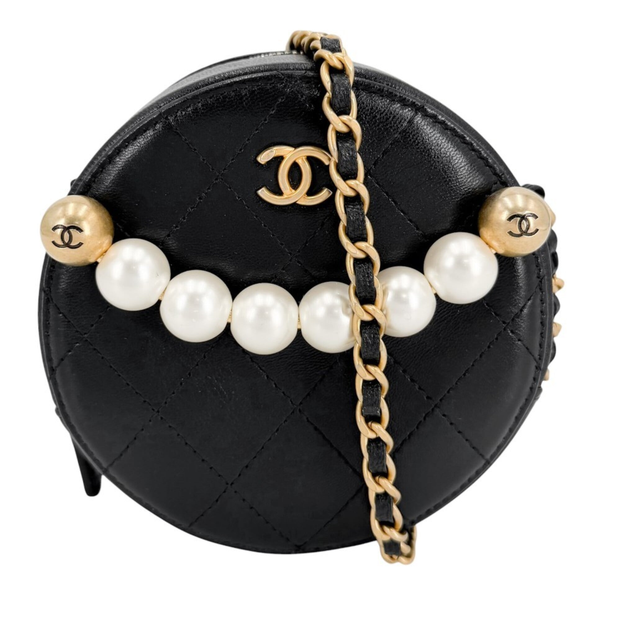 Chanel Black White Leather Shoulder Bag (Pre-Owned)