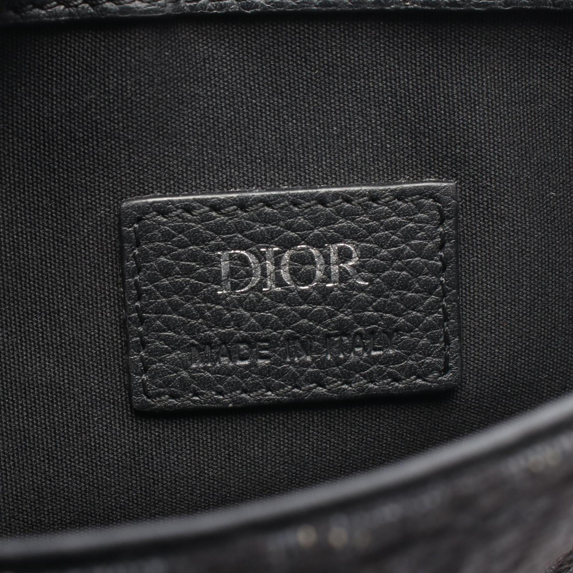 Christian Dior Black Canvas Leather Handbag Saddle Bag Shoulder Bag (Pre-Owned)
