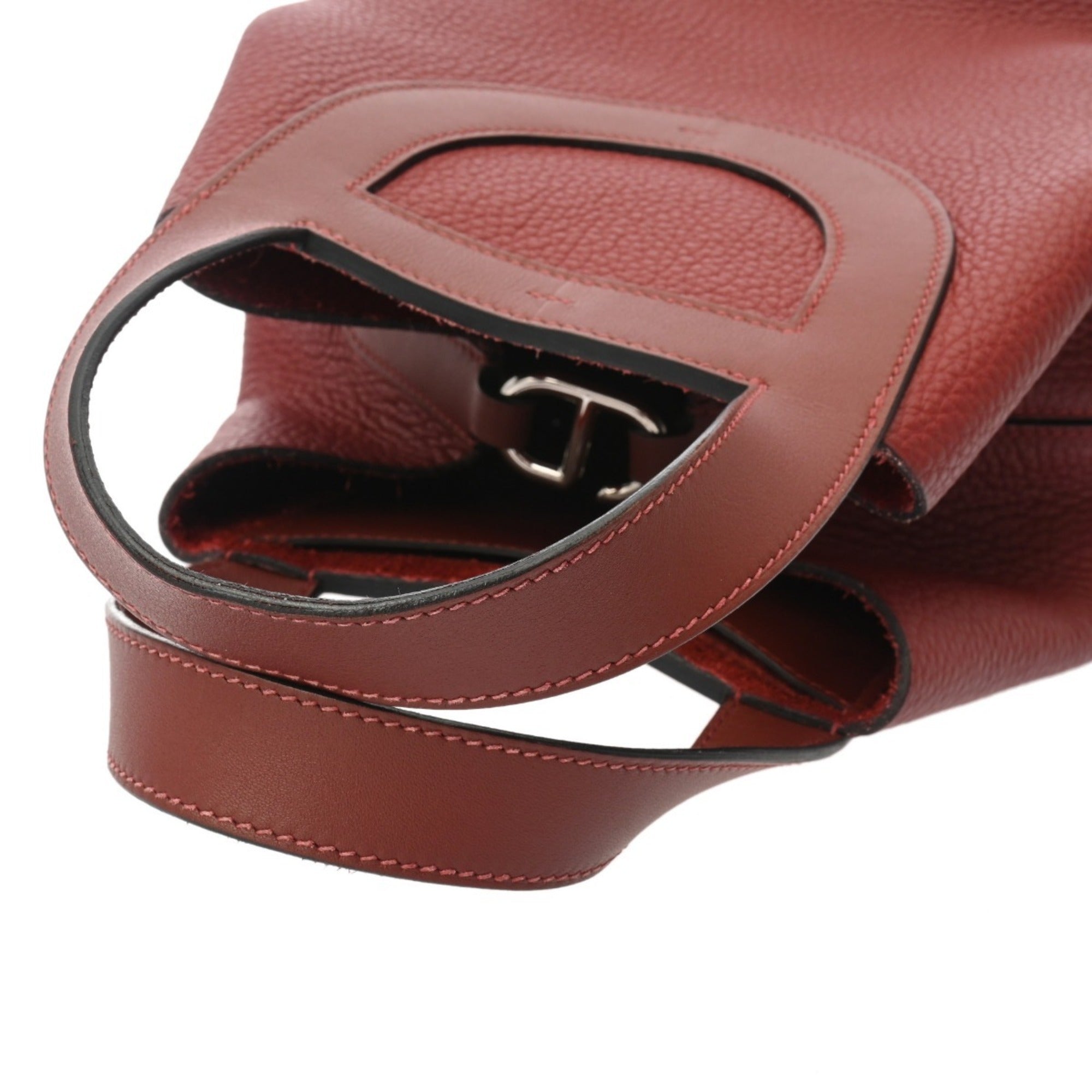 Hermes Rouge H Taurillon Clemence Leather Swift Leather Handbag (Pre-Owned)