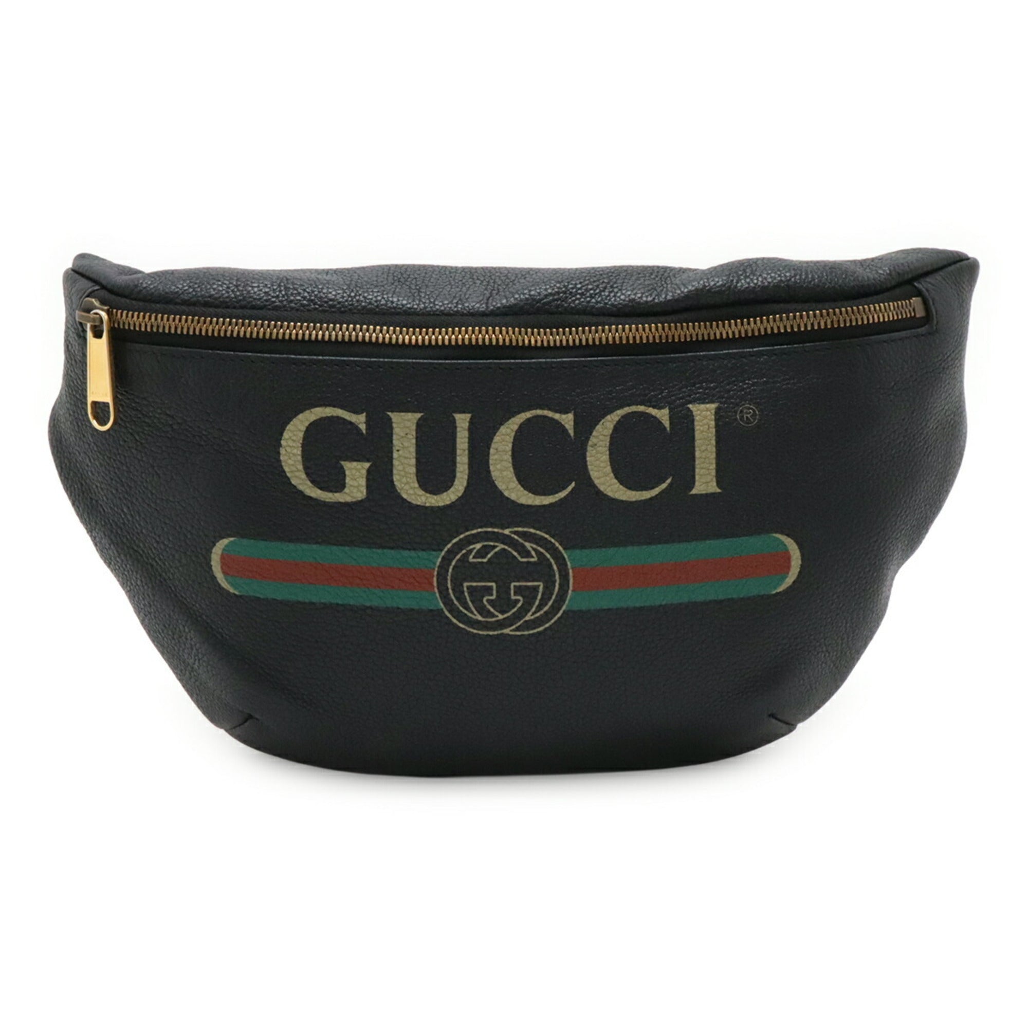 Gucci Black Green Red Color Leather Fanny Pack Sling Bag (Pre-Owned)