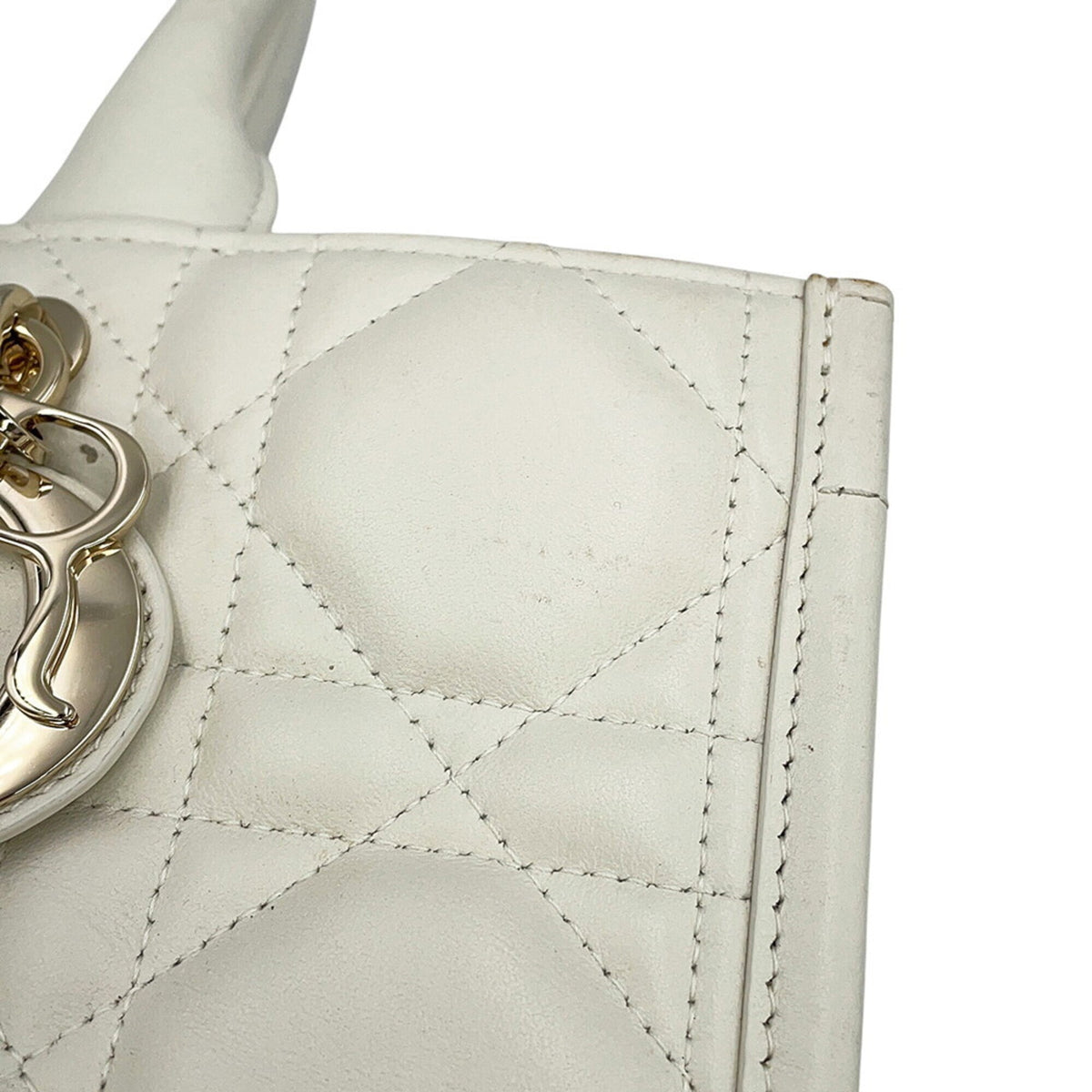 Christian Dior White Leather Handbag Tote Bag (Pre-Owned)