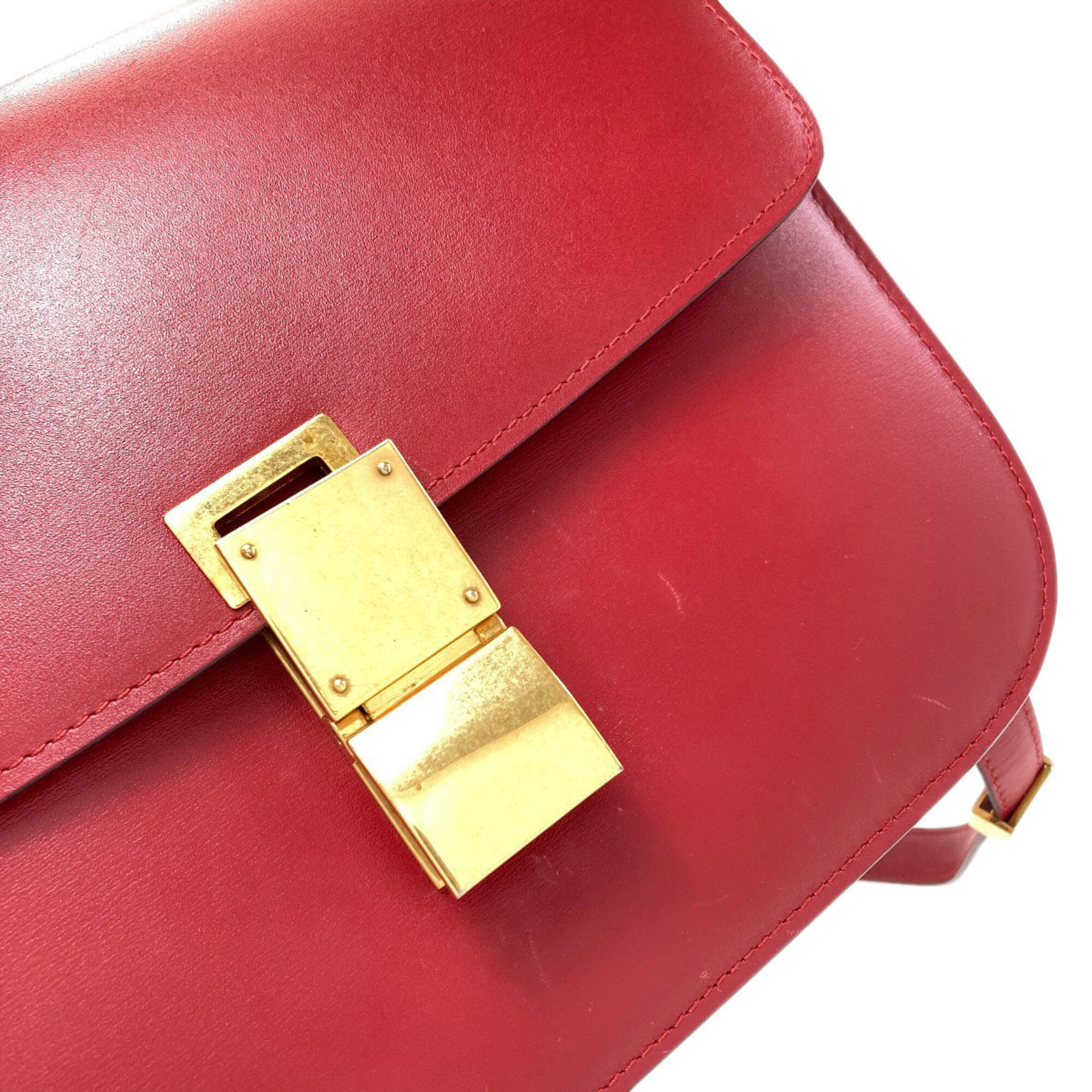 Celine Red Color Leather Shoulder Bag (Pre-Owned)