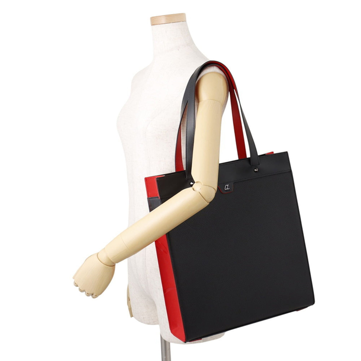 Christian Louboutin Black Red Color Leather Tote Bag (Pre-Owned)