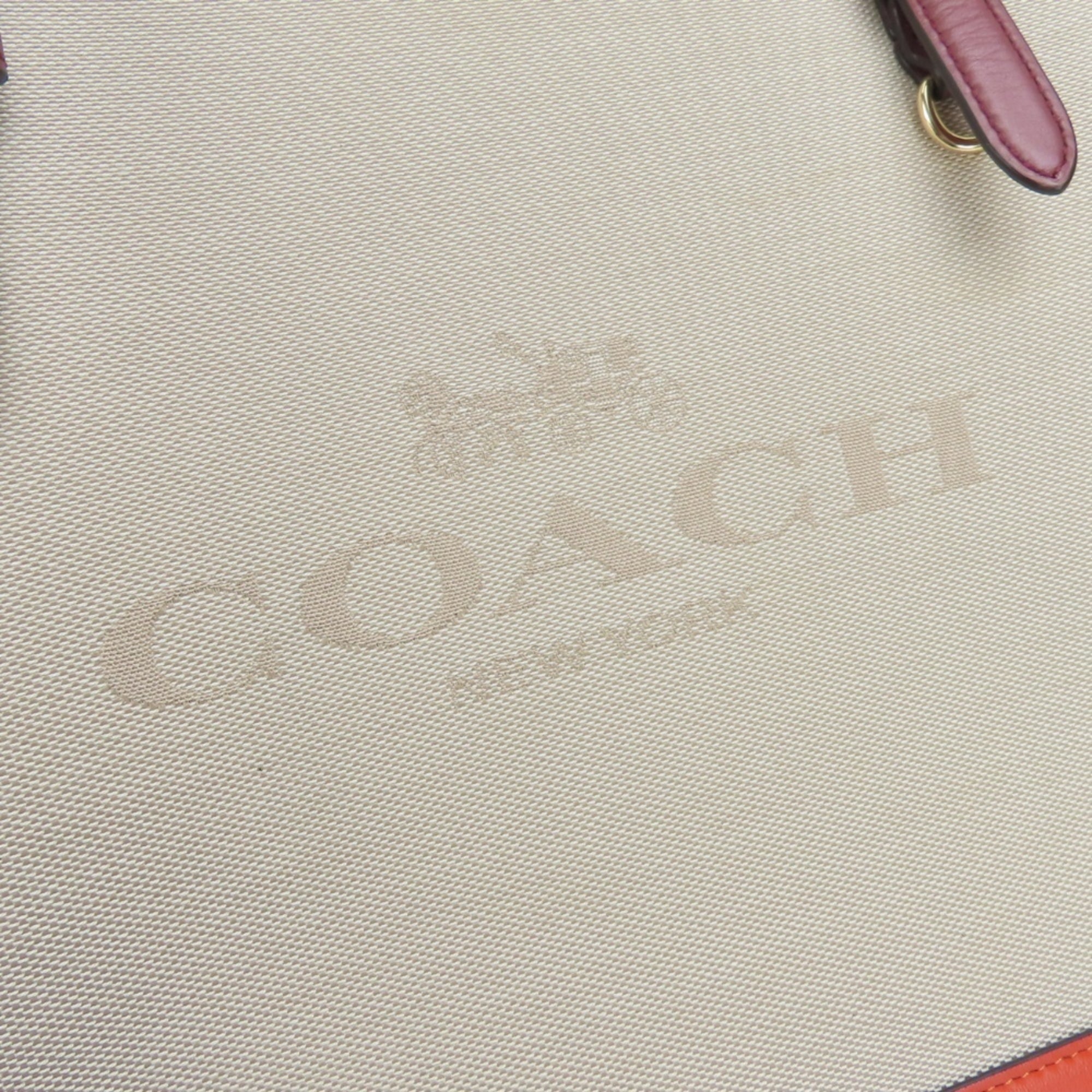 Coach Beige Multi-Color Canvas Leather Tote Bag (Pre-Owned)