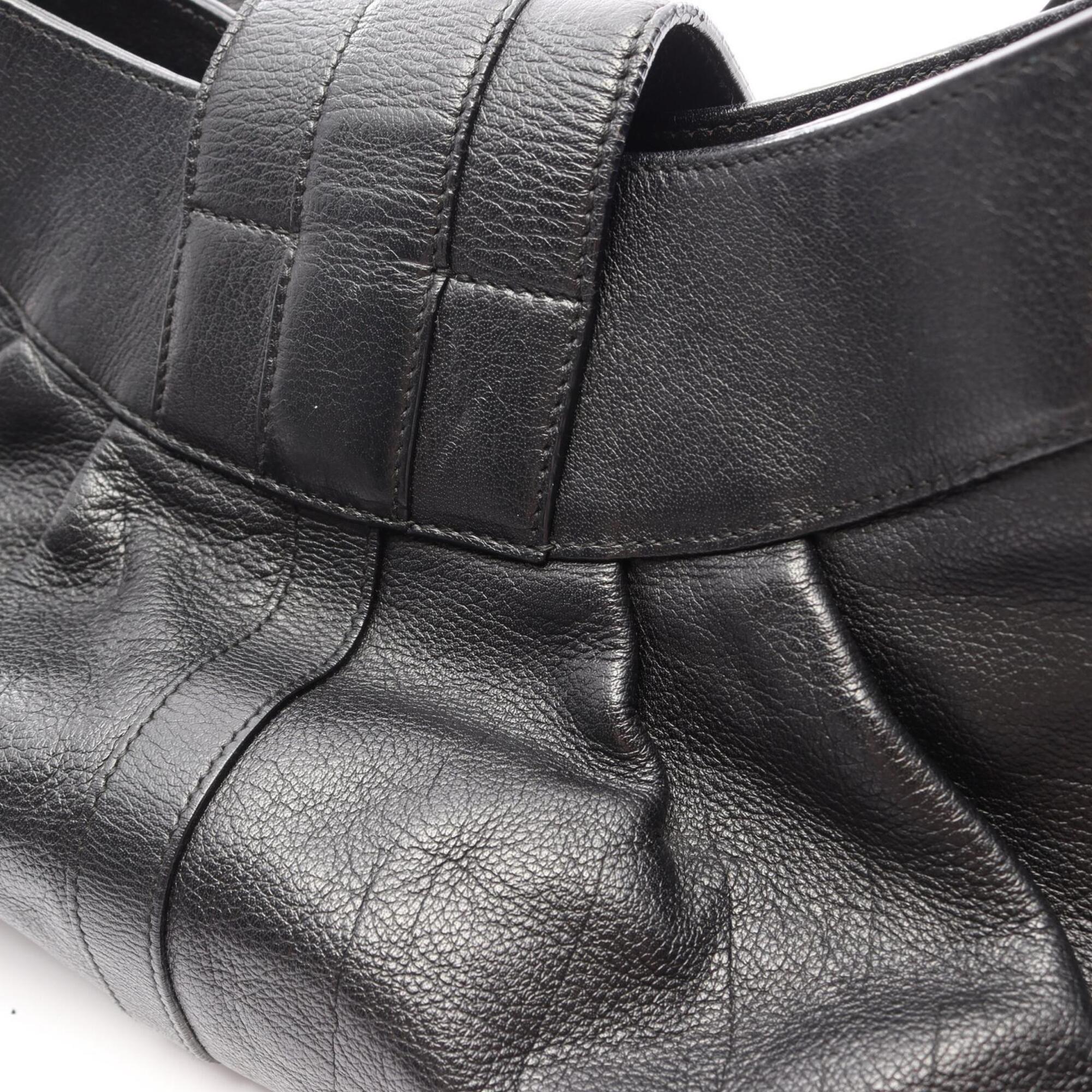 Bvlgari Black Leather Handbag Shoulder Bag (Pre-Owned)