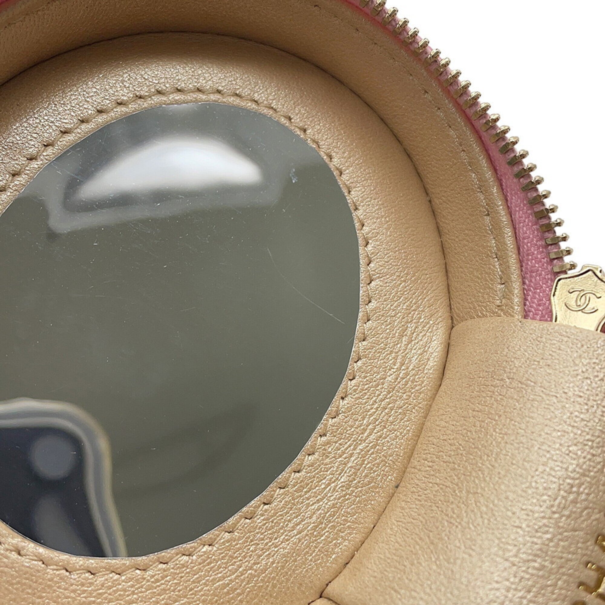 Chanel Pink Leather Handbag Pouch Vanity Bag (Pre-Owned)
