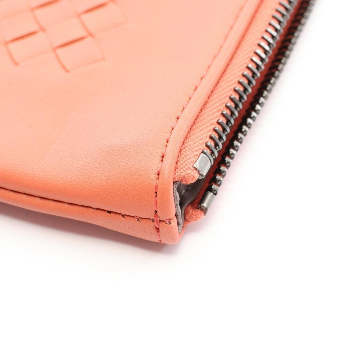 Bottega Veneta Intrecciato Orange Leather Clutch Bag (Pre-Owned)