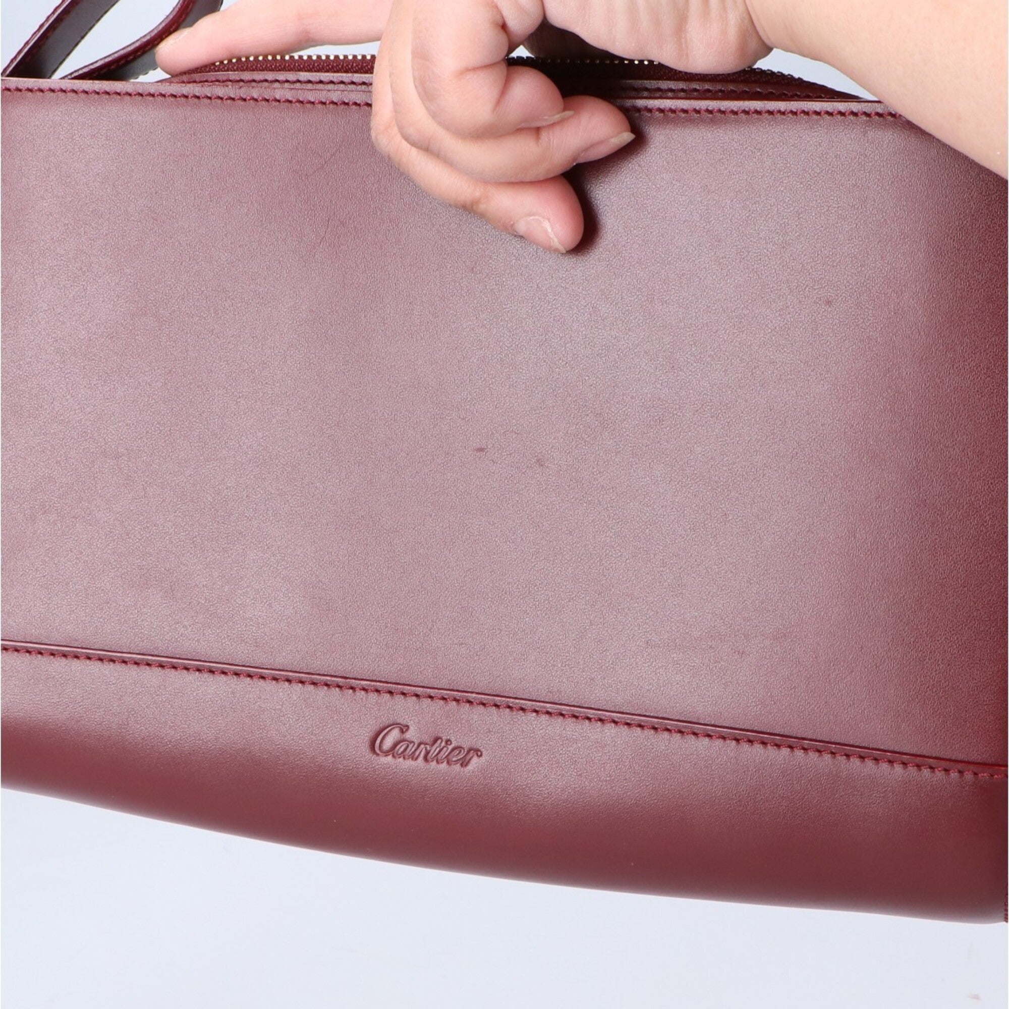 Cartier Bordeaux Leather Clutch Bag (Pre-Owned)