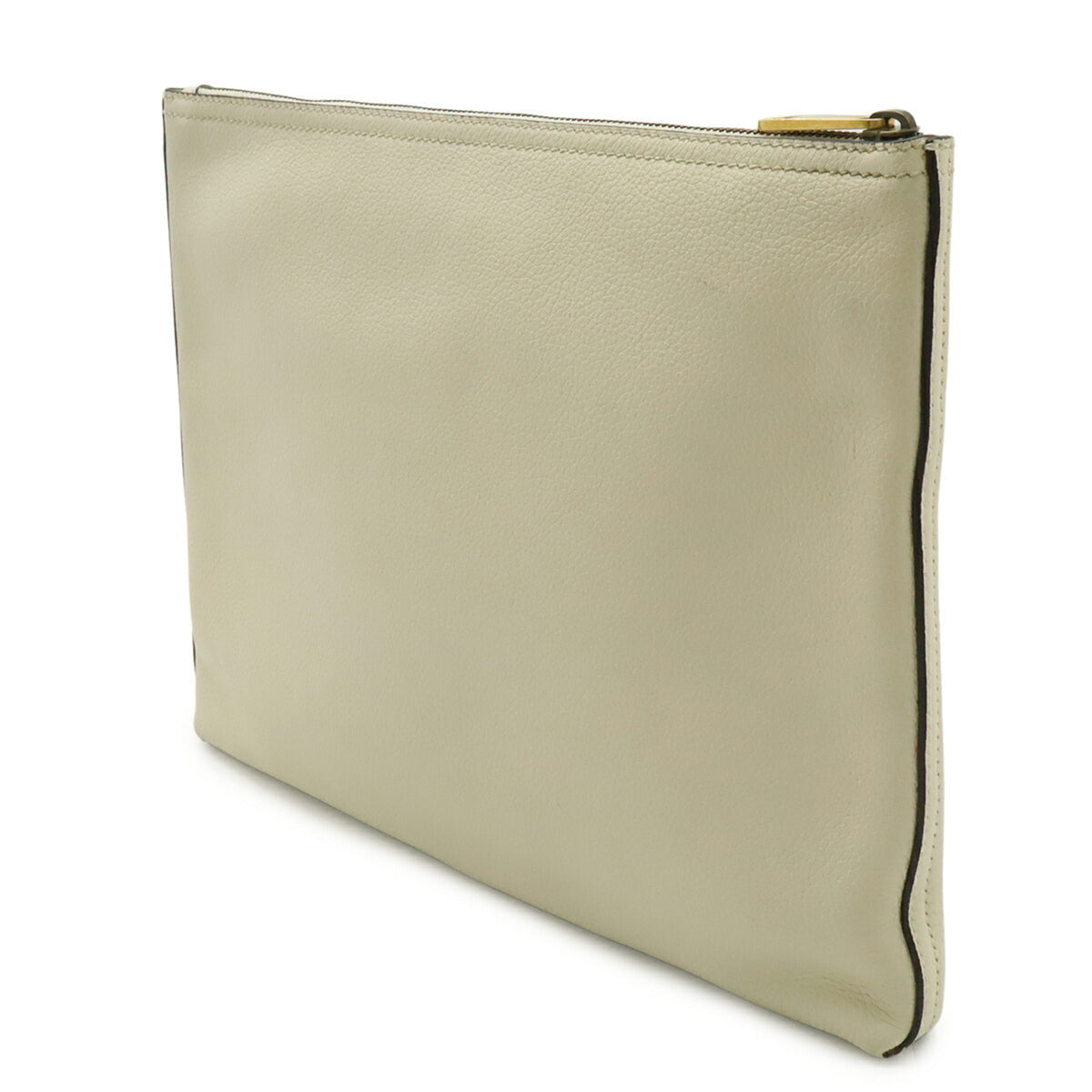Gucci Green Ivory Red Color White Leather Clutch Bag Pouch (Pre-Owned)