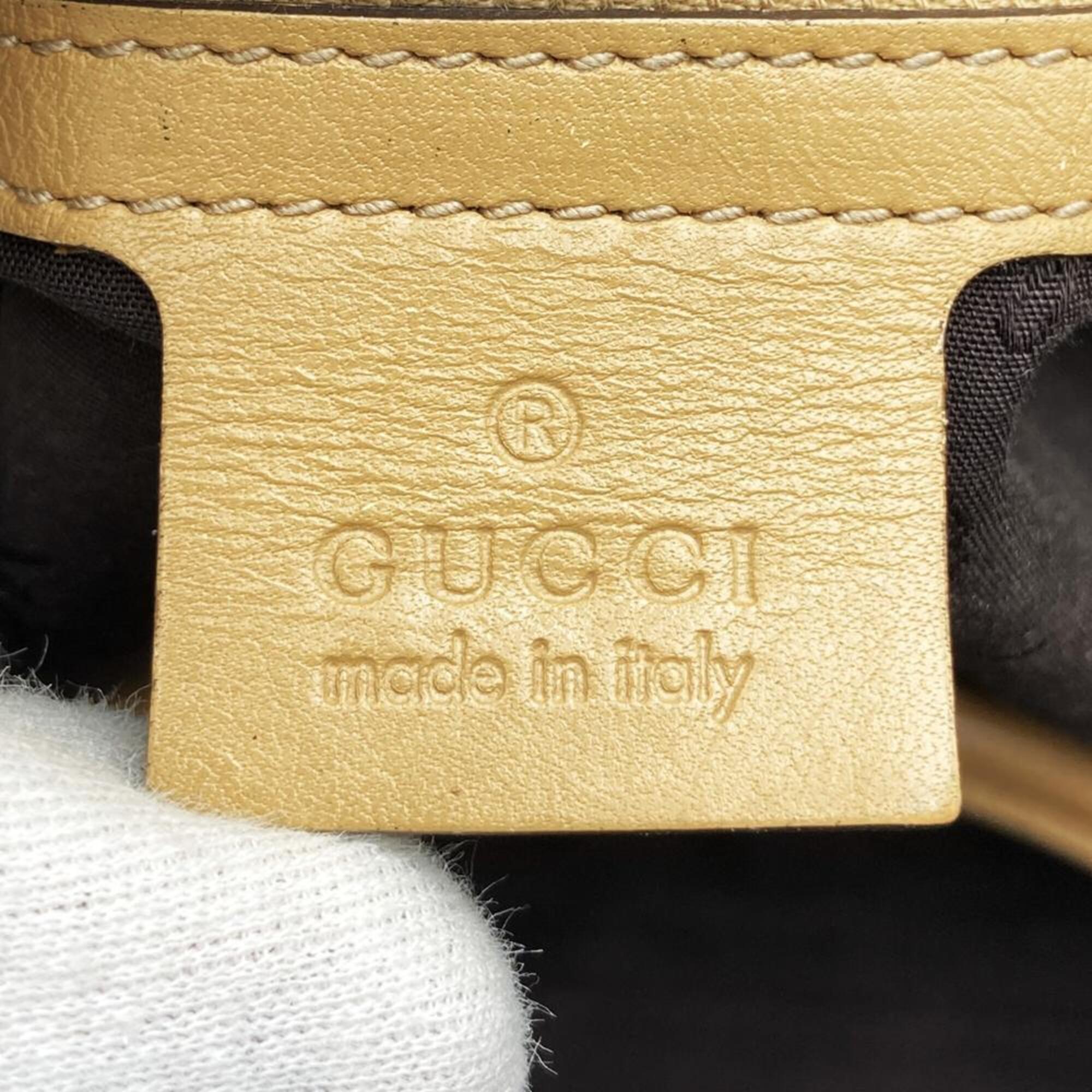 Gucci Brown Gg Canvas Leather Tote Bag (Pre-Owned)