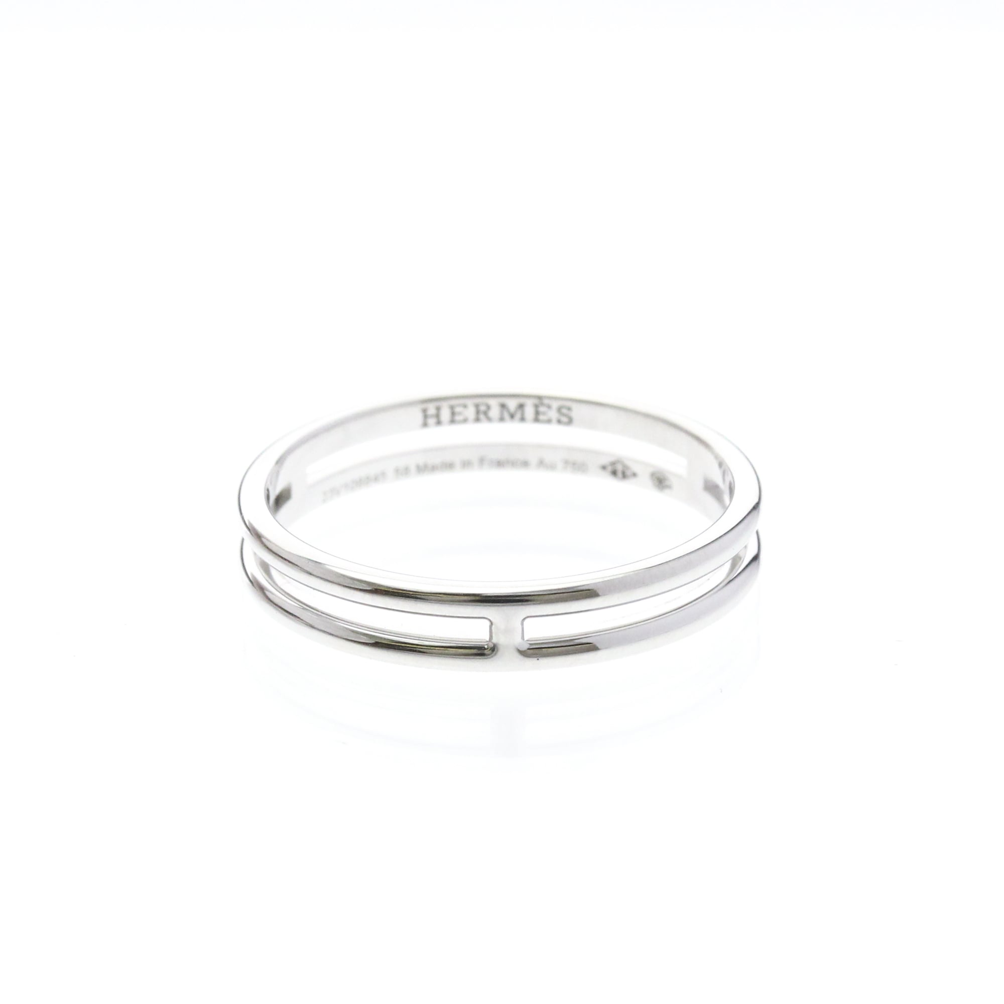 Hermes Ariane Wedding Band Ring 18K White Gold Silver White_Gold Ring Jewelry (Pre-Owned)