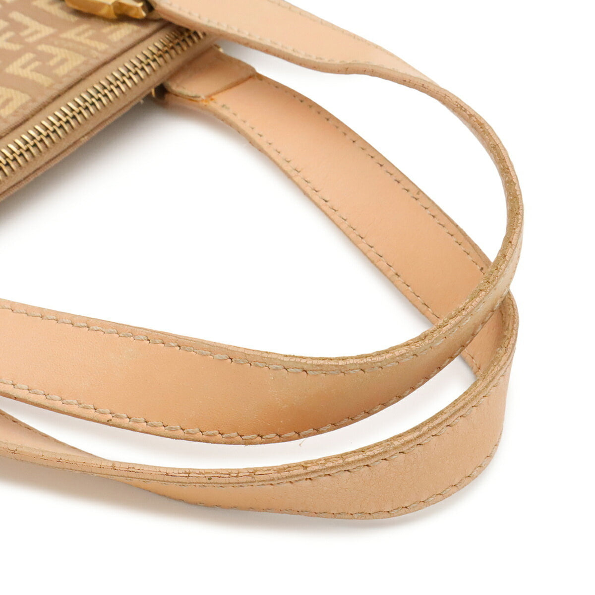 Fendi Zucchino Beige Pink Beige Zucchino Leather Handbag Tote Bag (Pre-Owned)