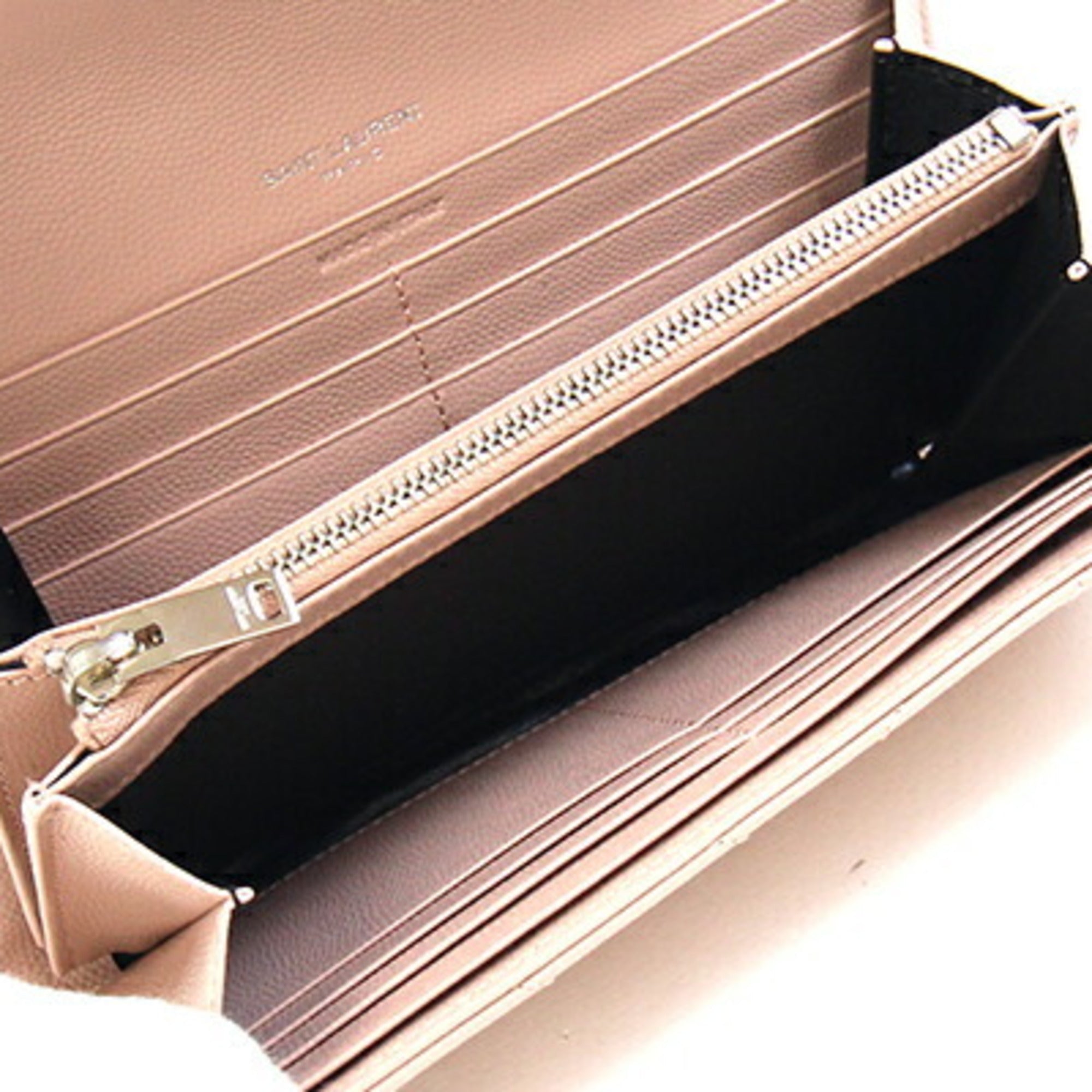 Saint Laurent Light Pink Leather Long Wallet (Bi-Fold) (Pre-Owned)
