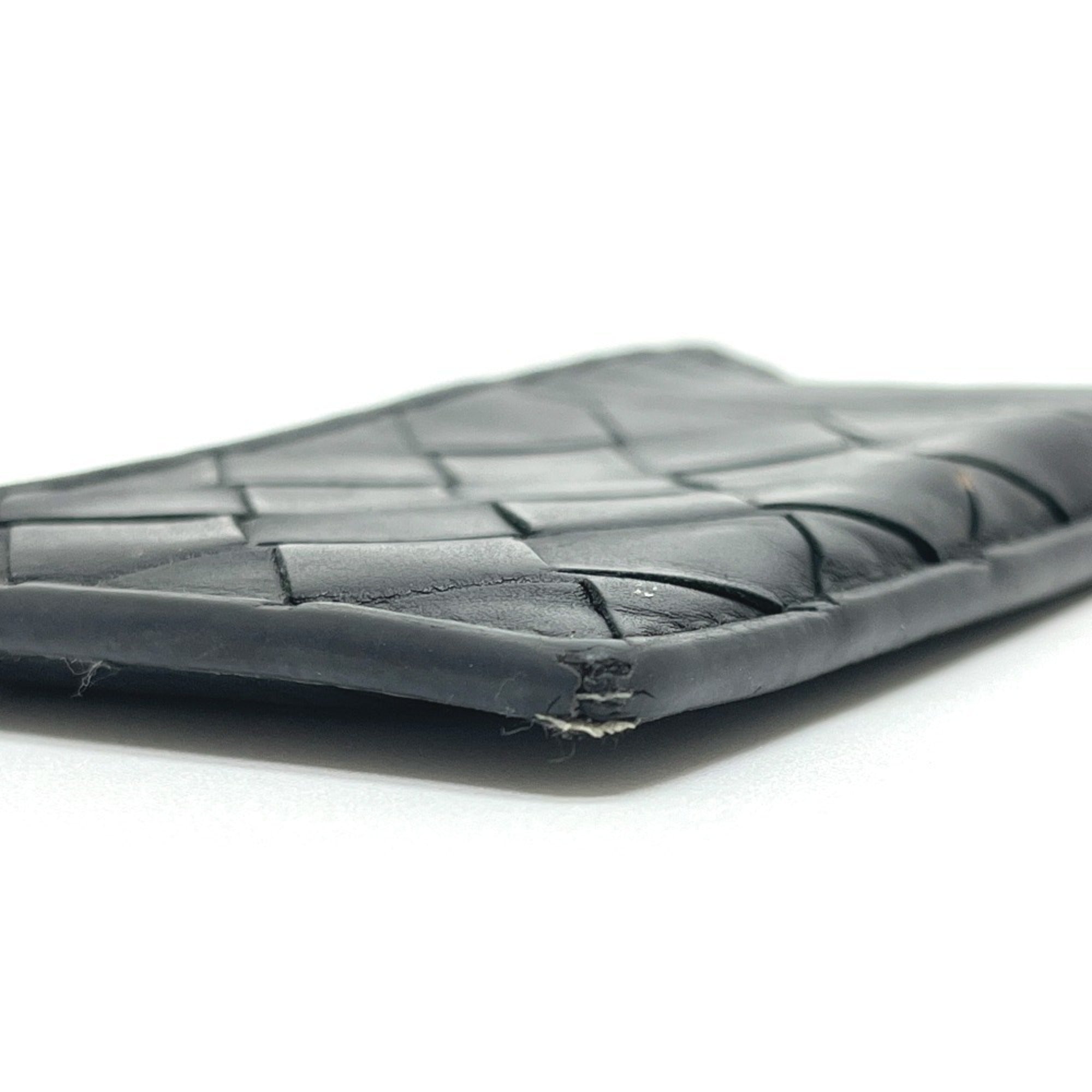 Bottega Veneta Black Intrecciato Leather Coin Purse/Coin Case (Pre-Owned)