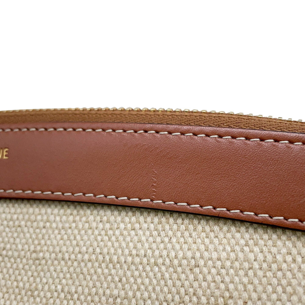 Celine Beige Canvas Leather Handbag Pouch (Pre-Owned)
