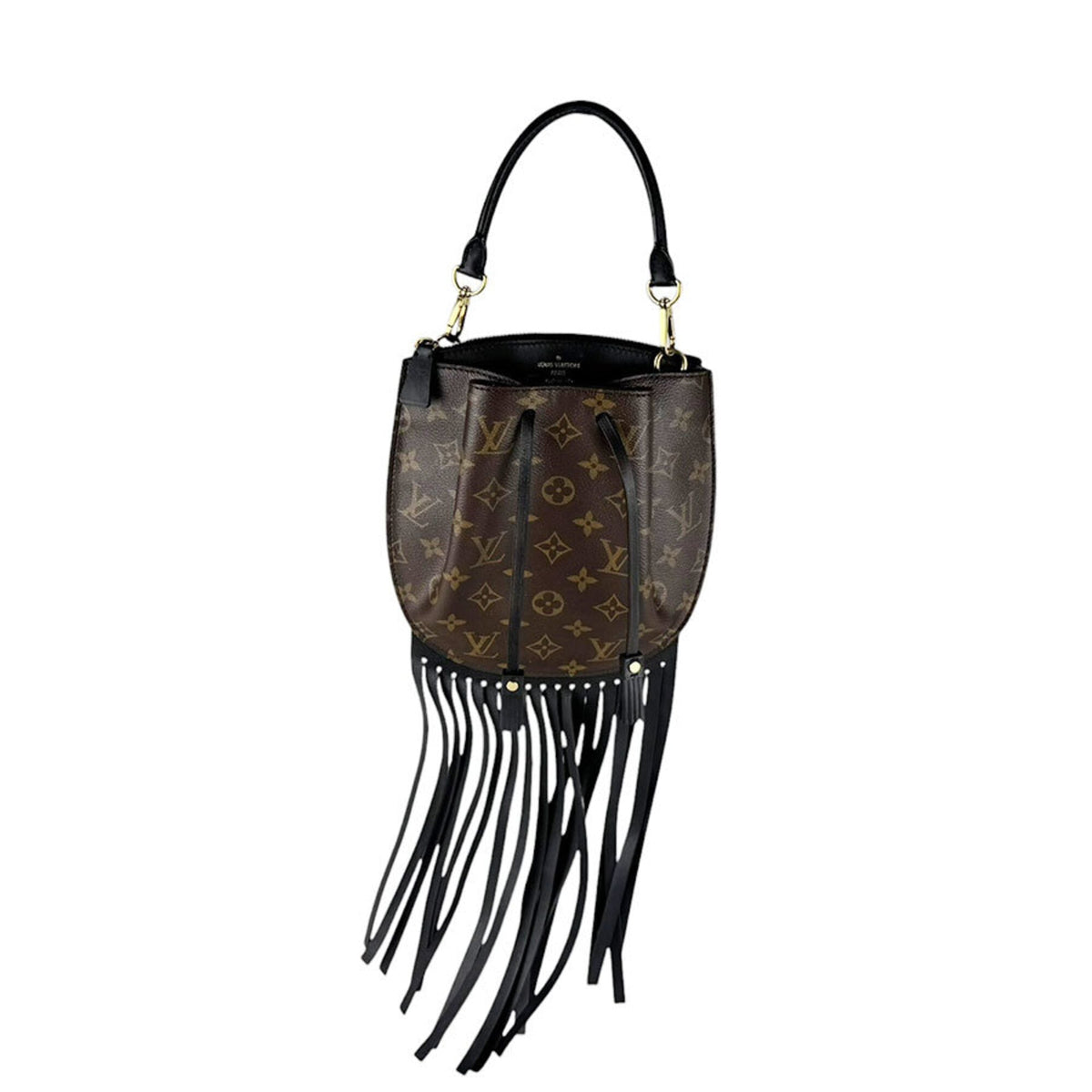 Louis Vuitton Black Brown Monogram Canvas Leather Handbag Shoulder Bag (Pre-Owned)