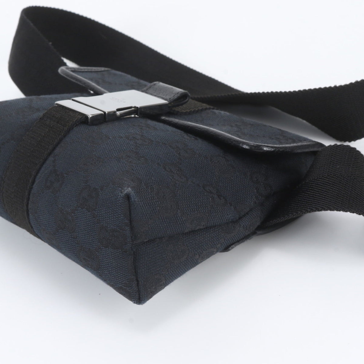 Gucci Black Leather Canvas Pouch Shoulder Bag Sling Bag (Pre-Owned)