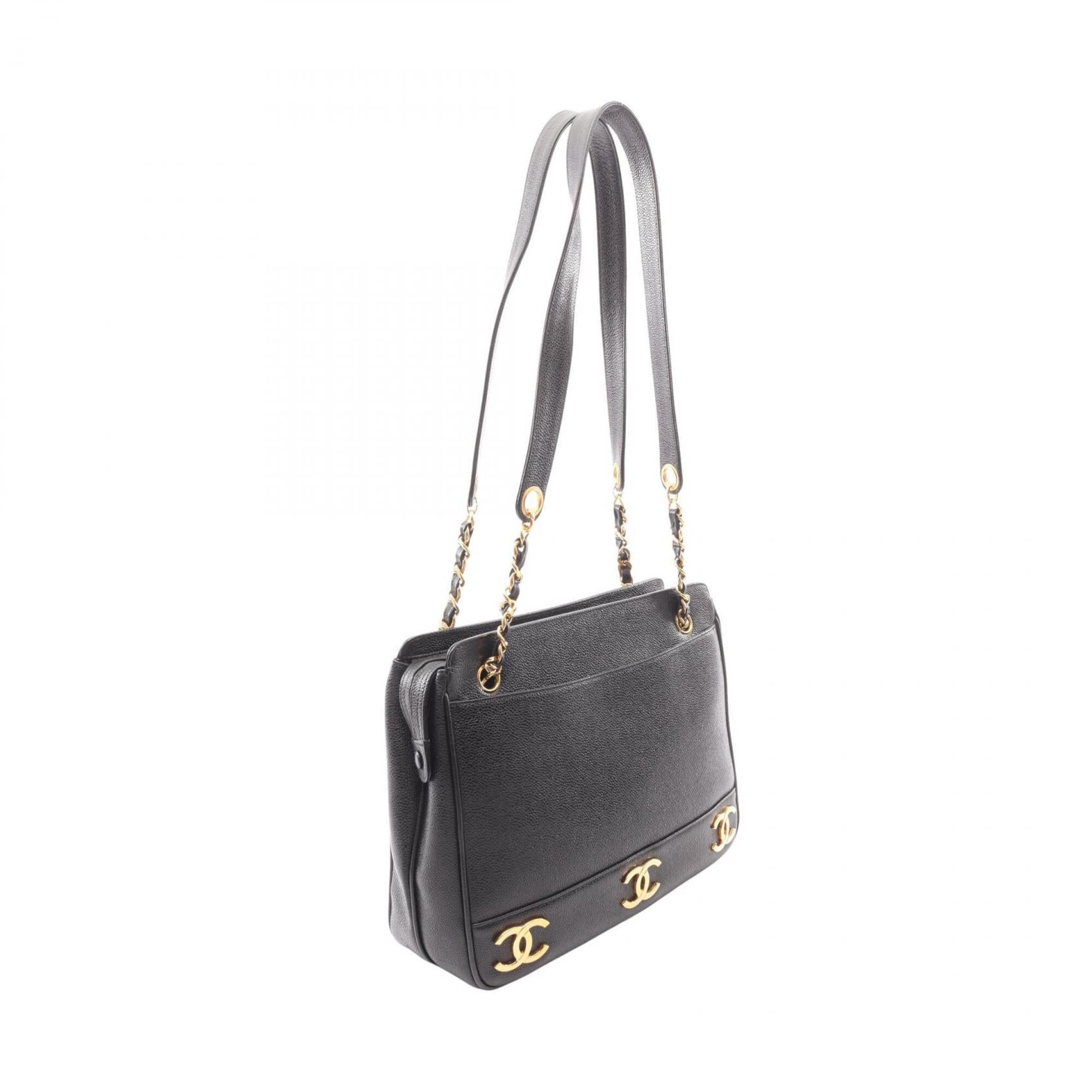 Chanel Black Grained Calfskin Handbag Tote Bag (Pre-Owned)