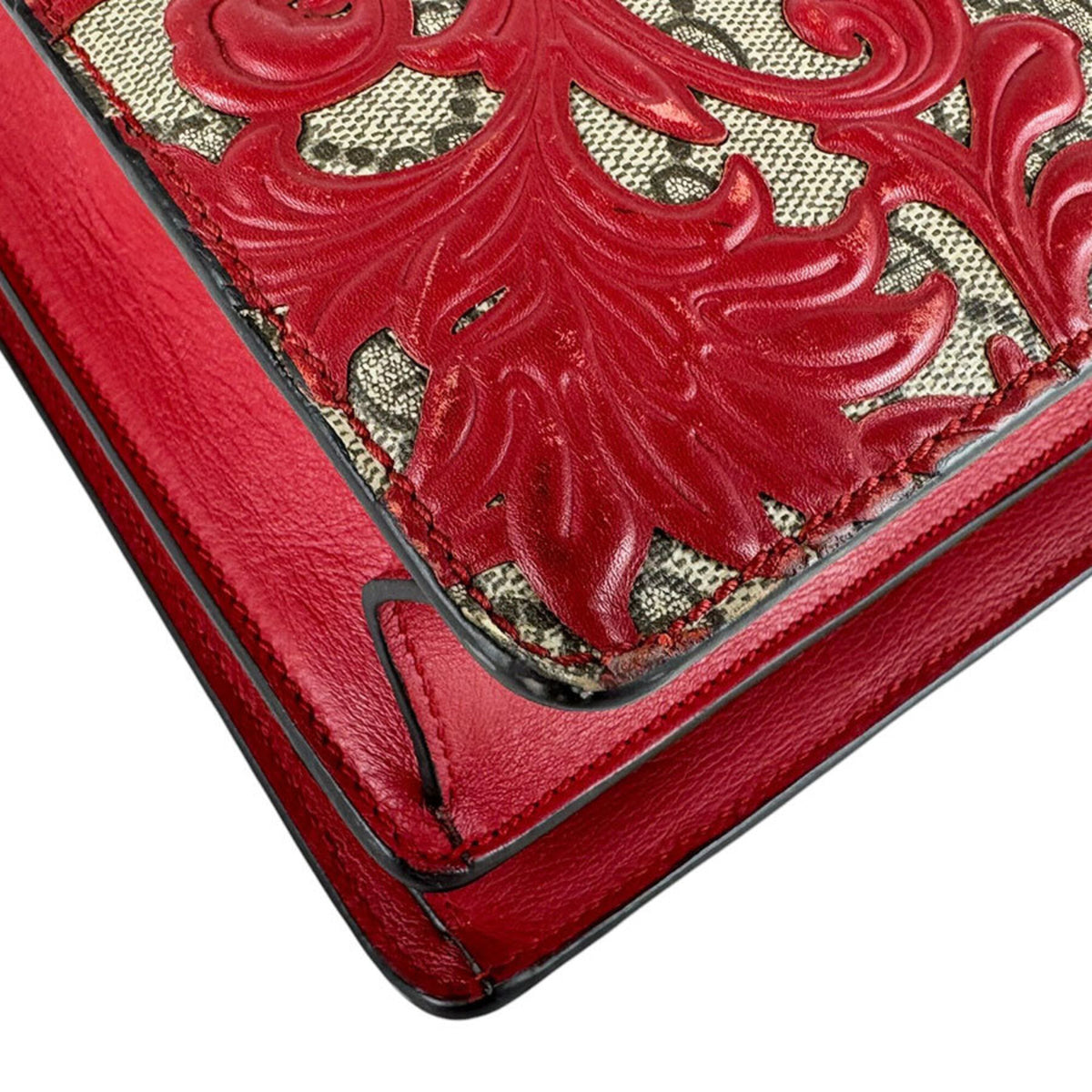 Gucci Brown Red Color Gg Supreme Handbag Shoulder Bag (Pre-Owned)