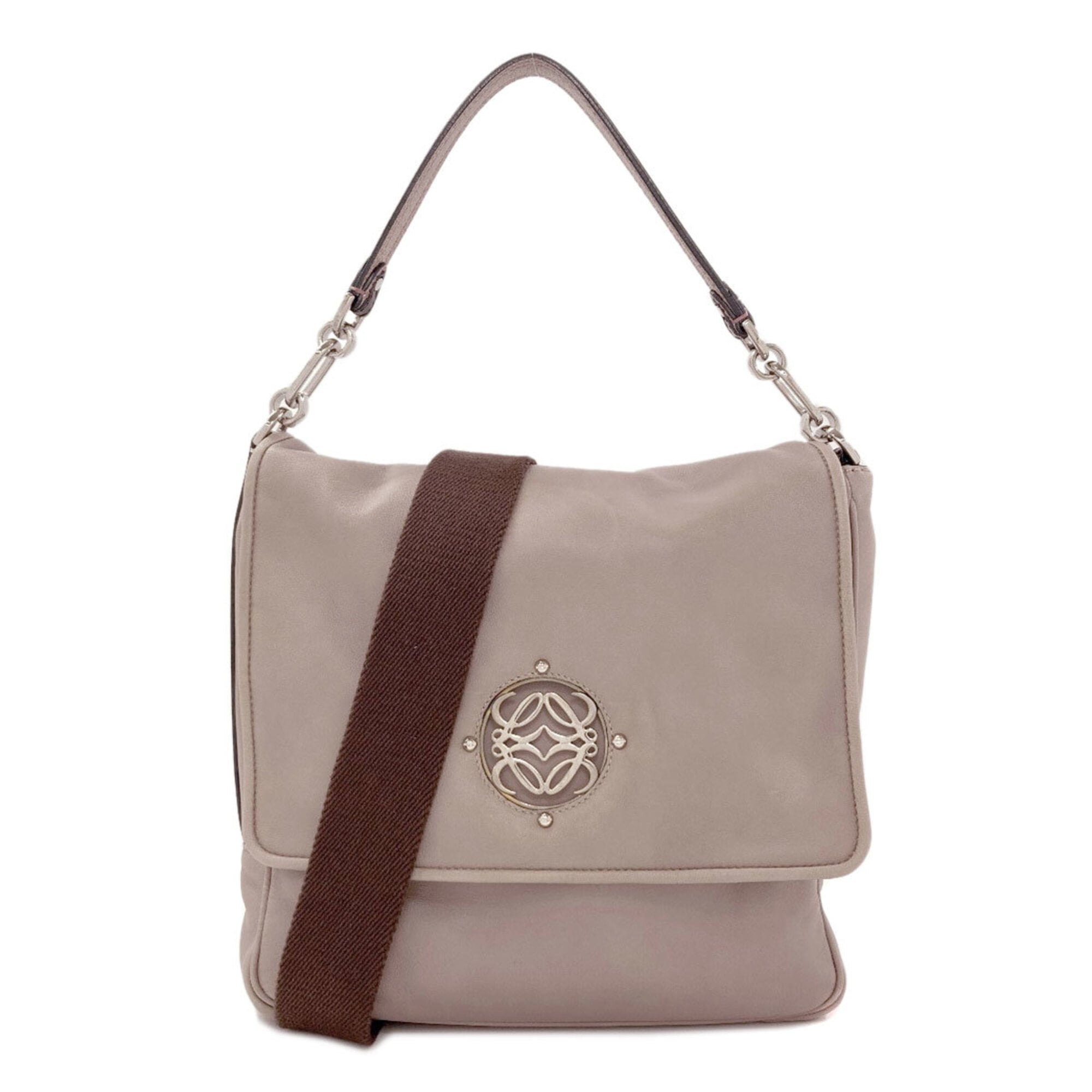 Loewe Grayish Leather Shoulder Bag (Pre-Owned)