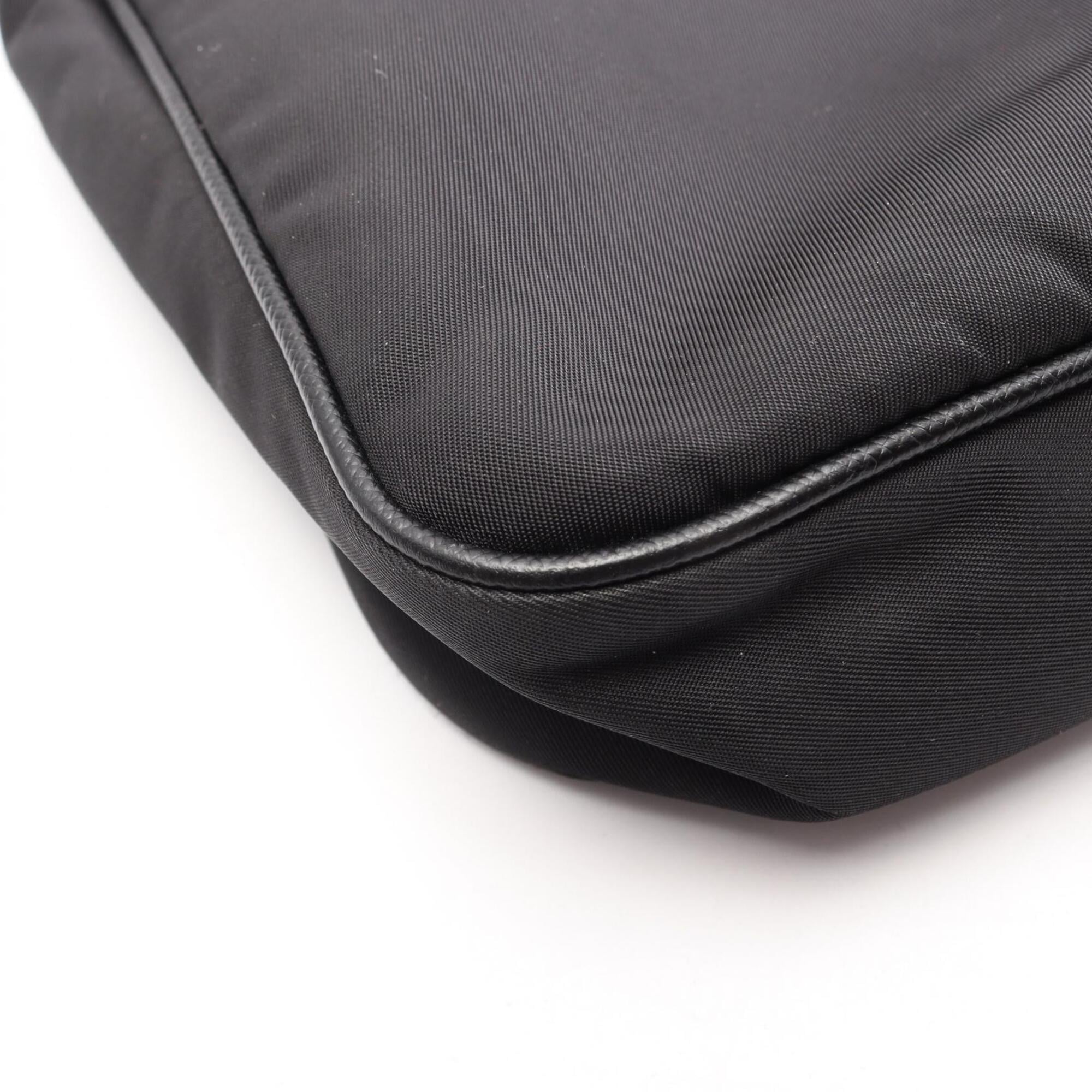 Prada Black Nylon Leather Handbag Pouch Shoulder Bag (Pre-Owned)