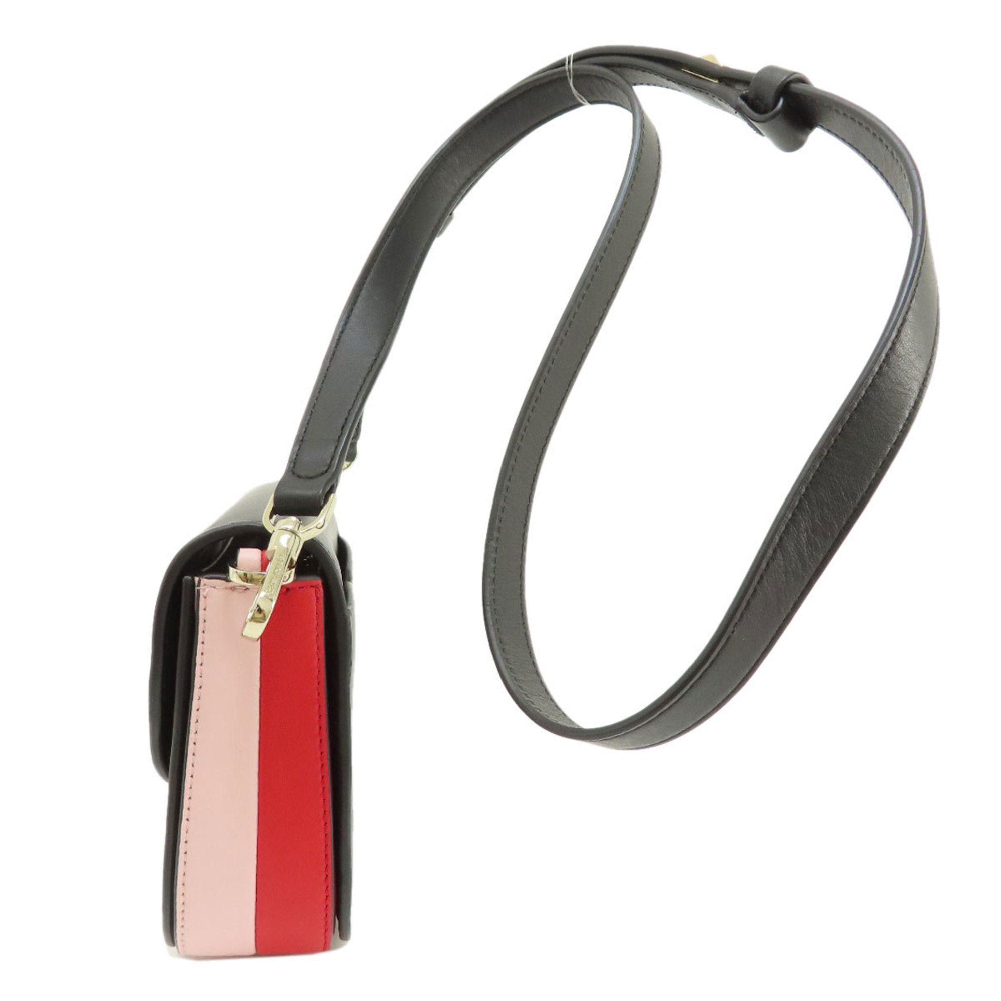 Kate Spade Black Pink Red Color Leather Shoulder Bag (Pre-Owned)