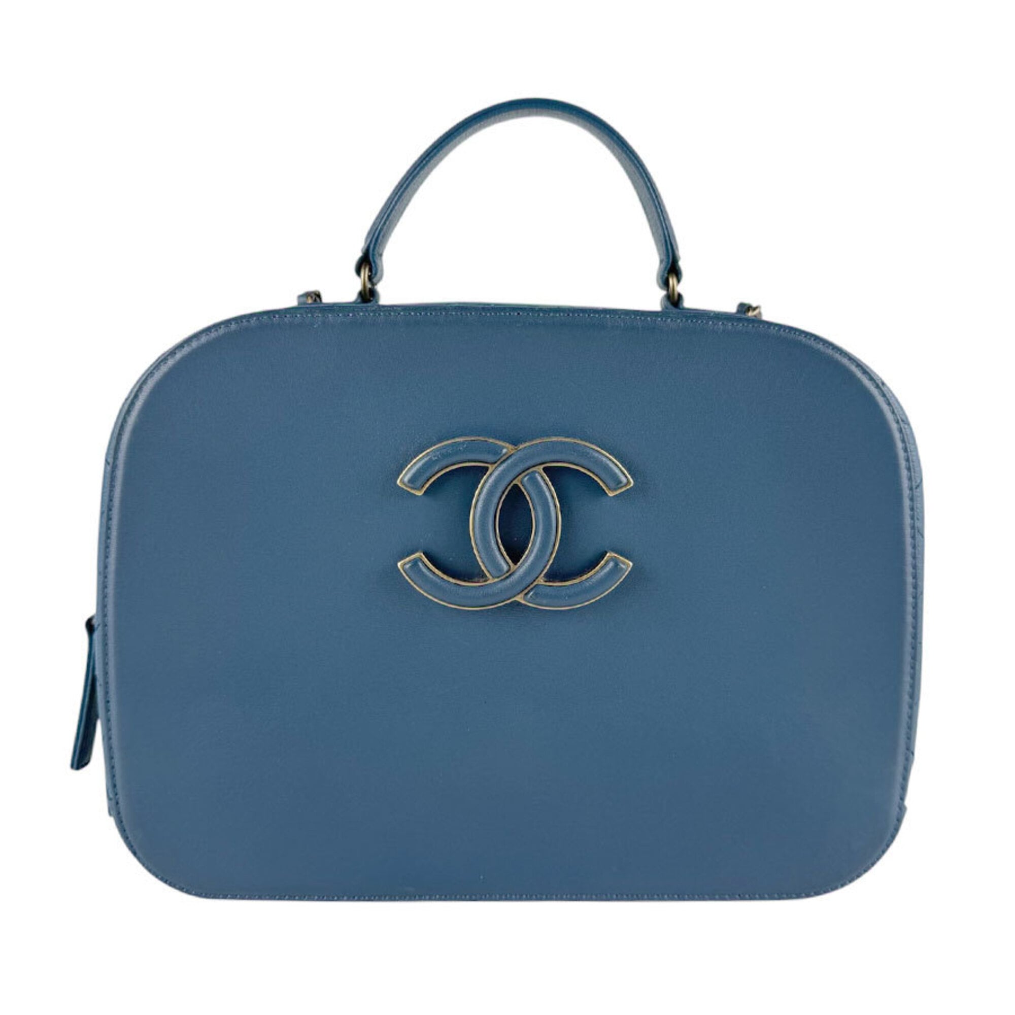 Chanel Blue Leather Handbag Shoulder Bag (Pre-Owned)