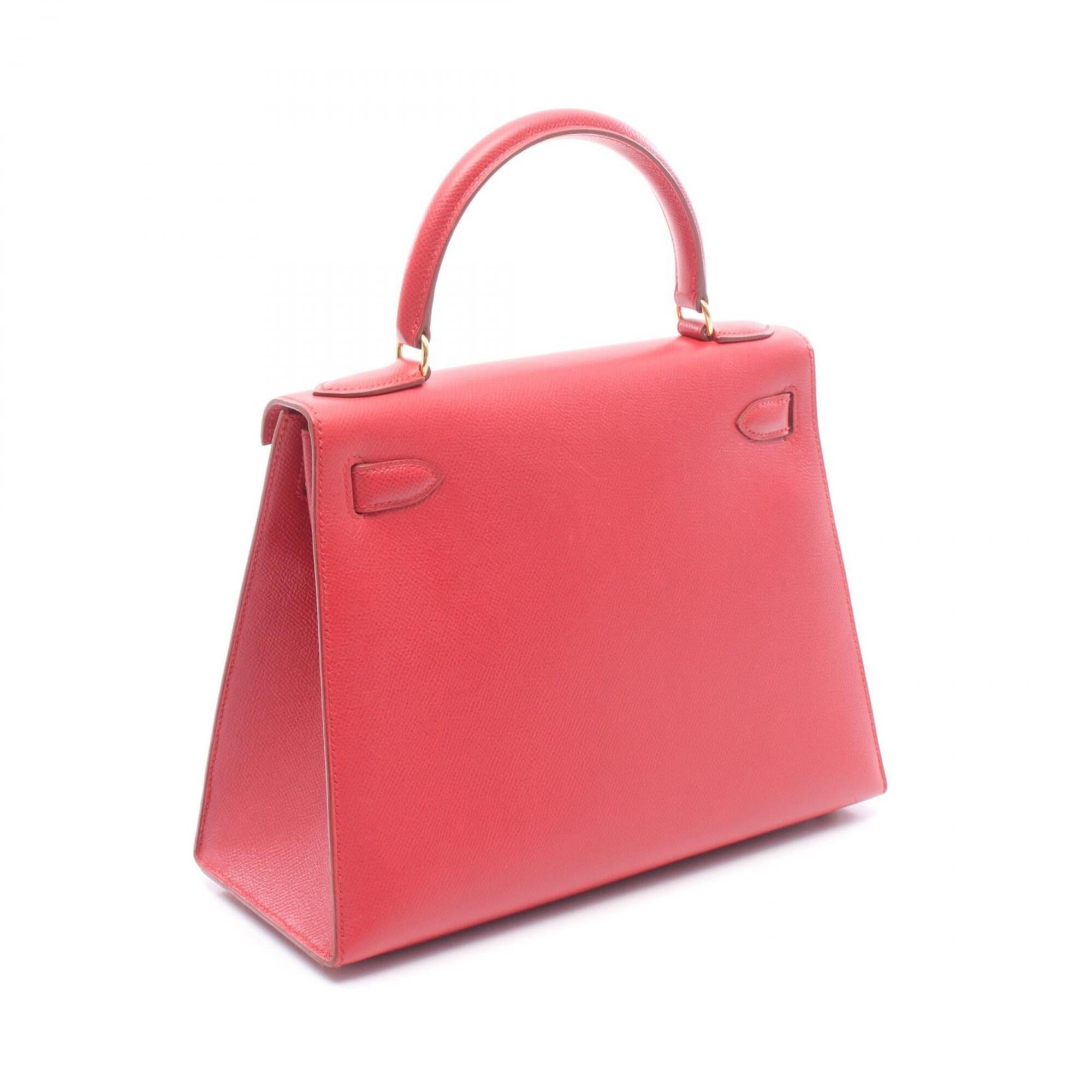 Hermes Red Color Rouge Vif Courchevel Leather Leather Handbag (Pre-Owned)
