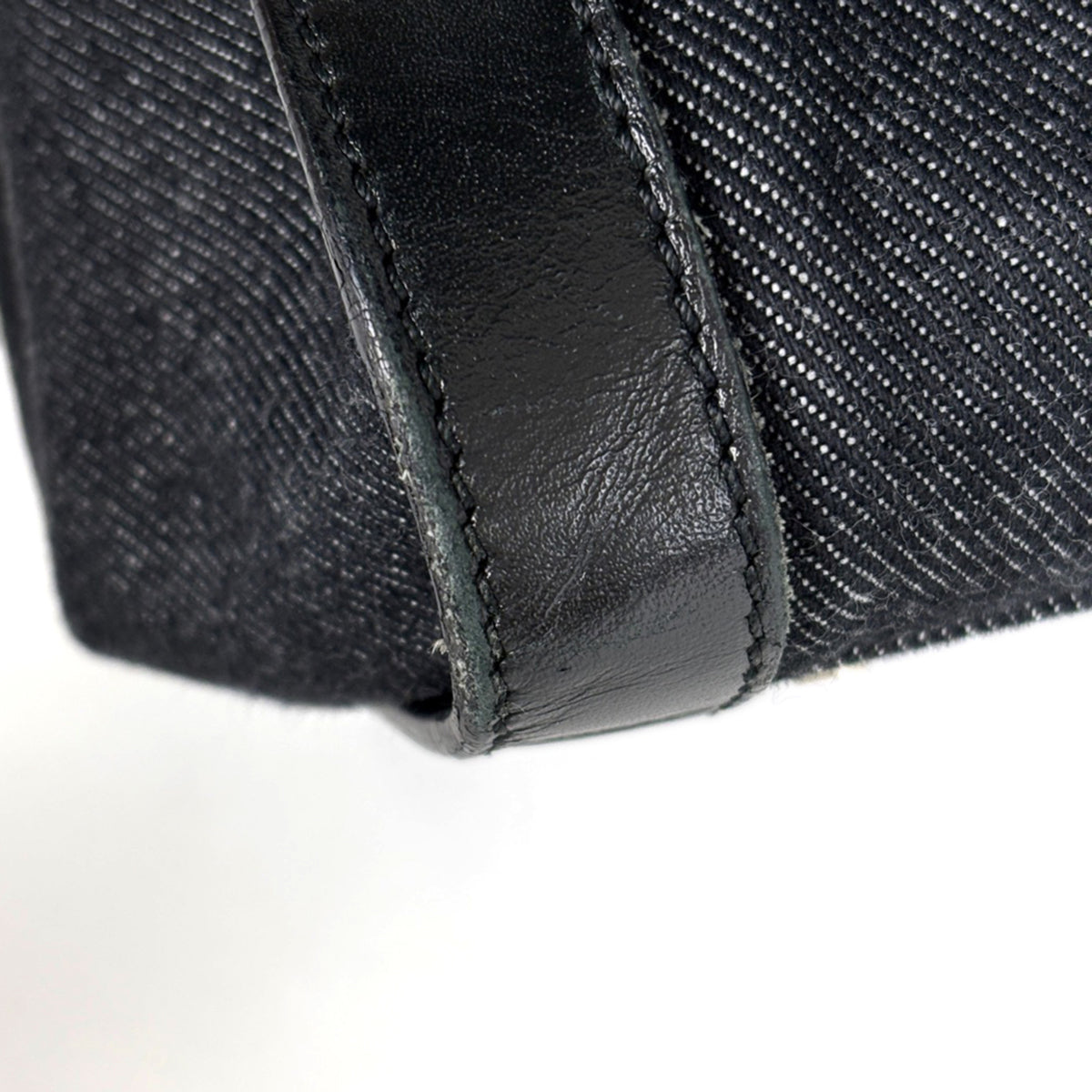 Christian Dior Black Denim Leather Handbag Tote Bag (Pre-Owned)