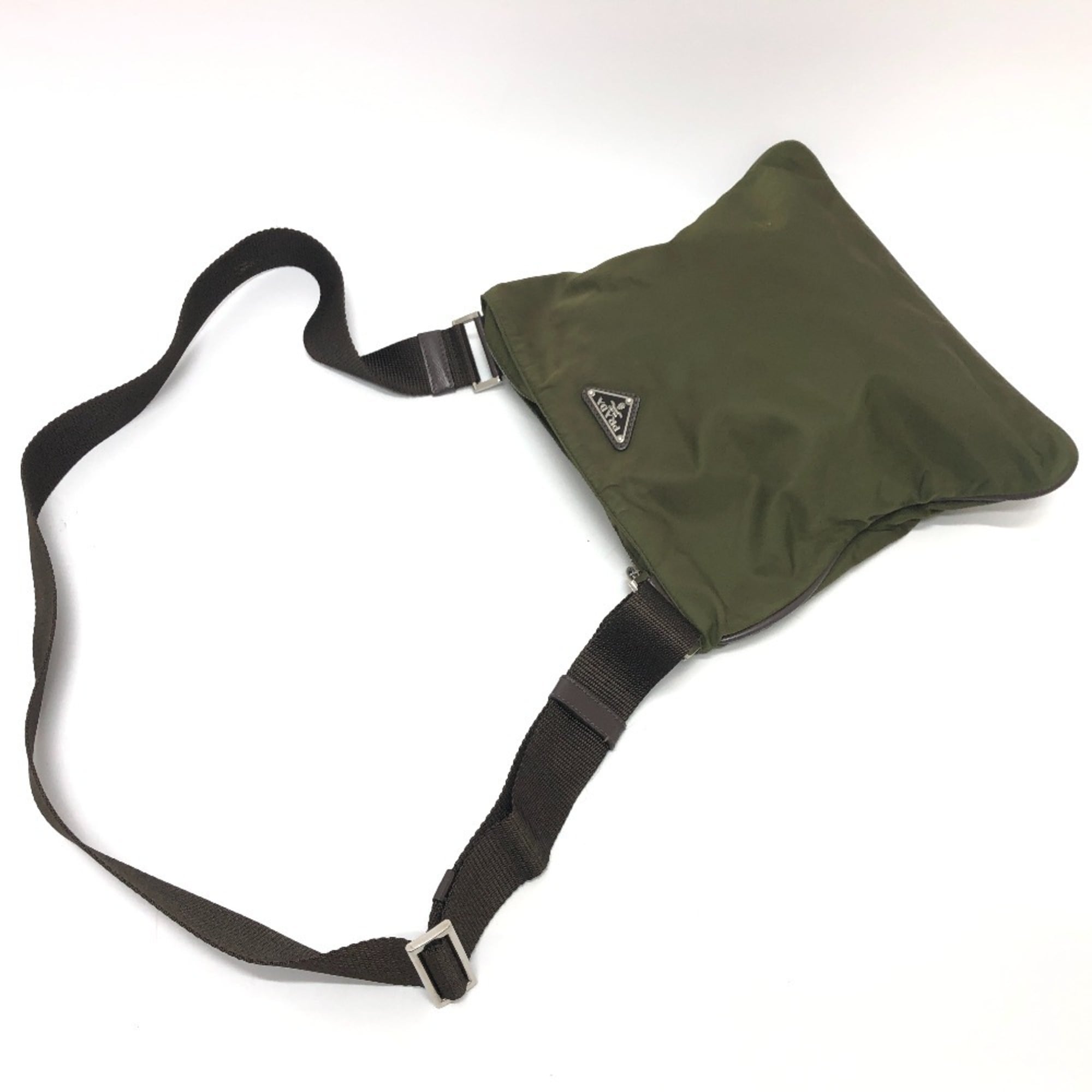 Prada Khaki Nylon Shoulder Bag (Pre-Owned)