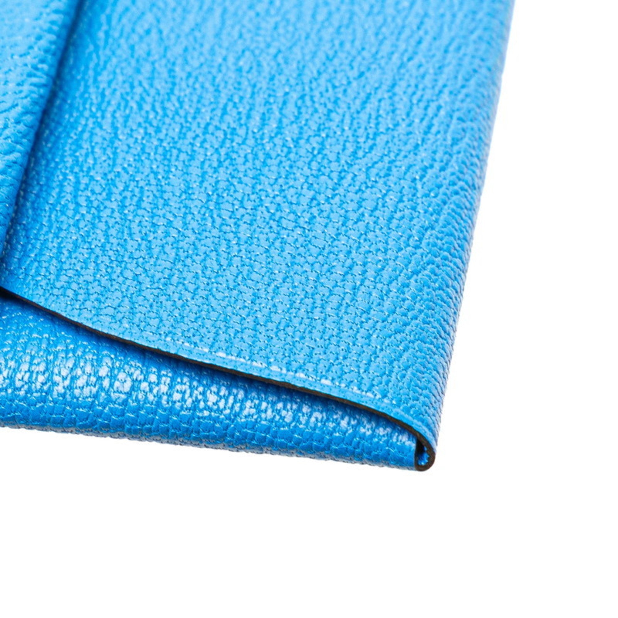 Hermes Bastia Blue Chevre Leather Coin Purse/Coin Case (Pre-Owned)