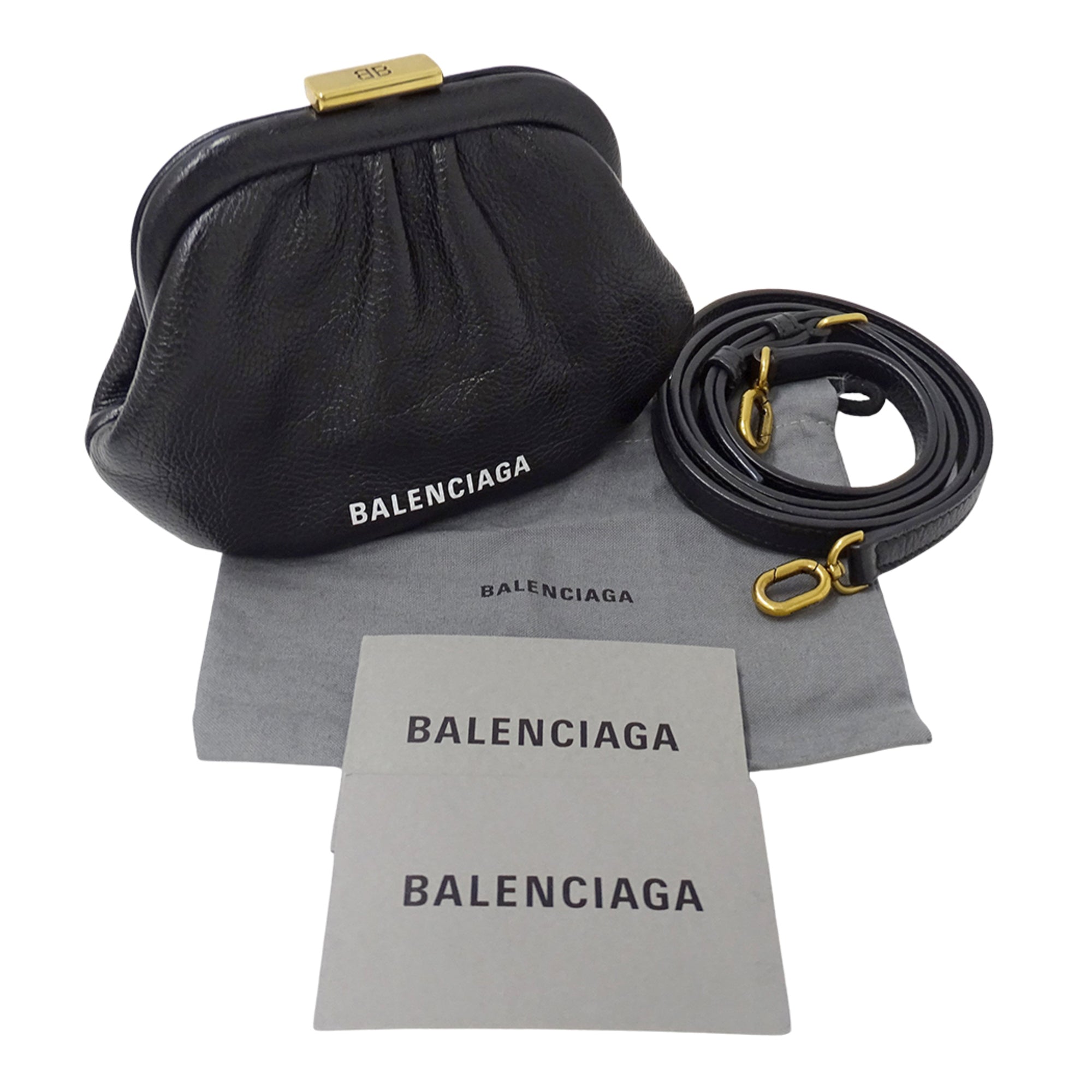Balenciaga Black Leather Chain/Shoulder Wallet (Pre-Owned)