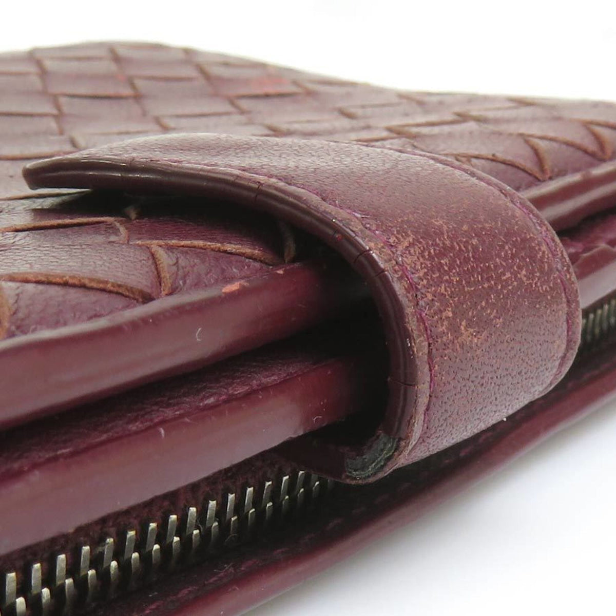Bottega Veneta Burgundy Intrecciato Wallet (Bi-Fold) (Pre-Owned)