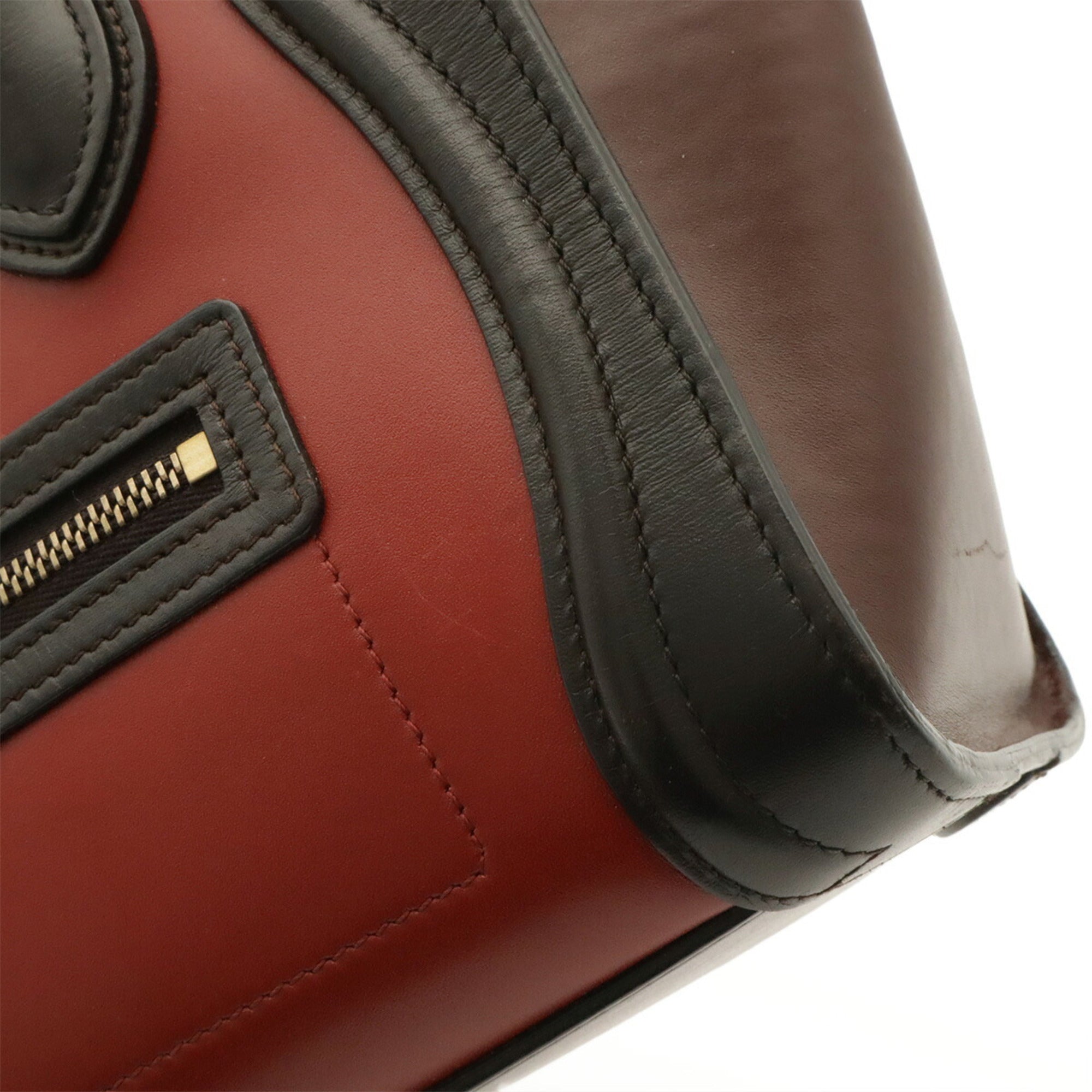 Celine Bordeaux Brown Dark Brown Red Color Leather Handbag (Pre-Owned)