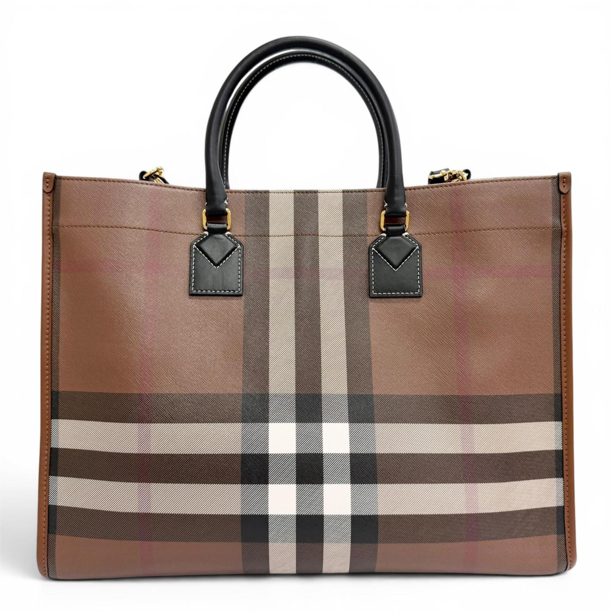Burberry Brown Elastane Cotton Polyester Shoulder Bag Tote Bag (Pre-Owned)