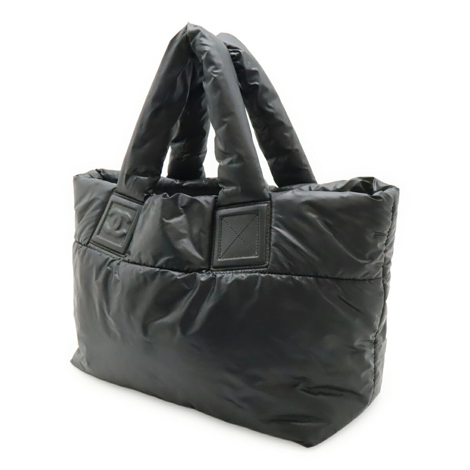 Chanel Black Nylon Leather Handbag Tote Bag (Pre-Owned)