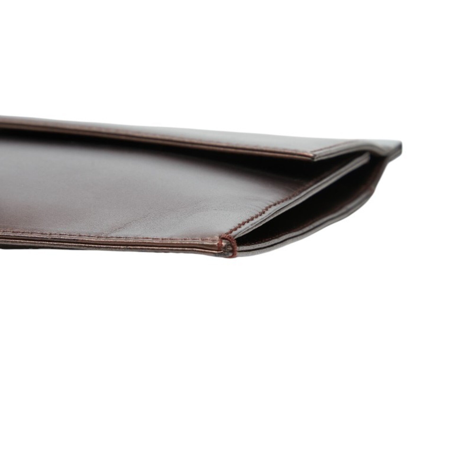 Gucci Brown Leather Metal Clutch Bag Pouch (Pre-Owned)