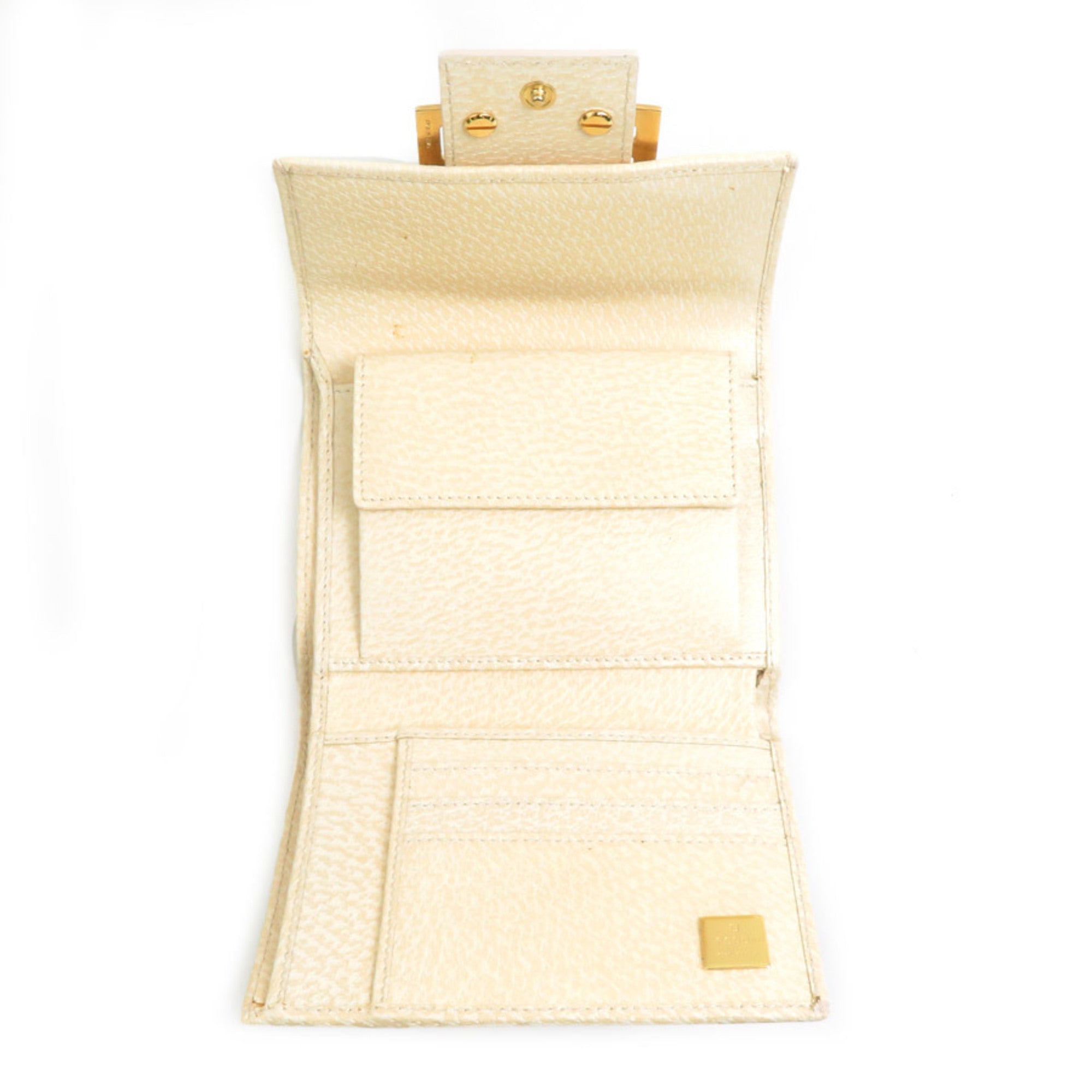 Fendi Beige Leather Wallet (Tri-Fold) (Pre-Owned)