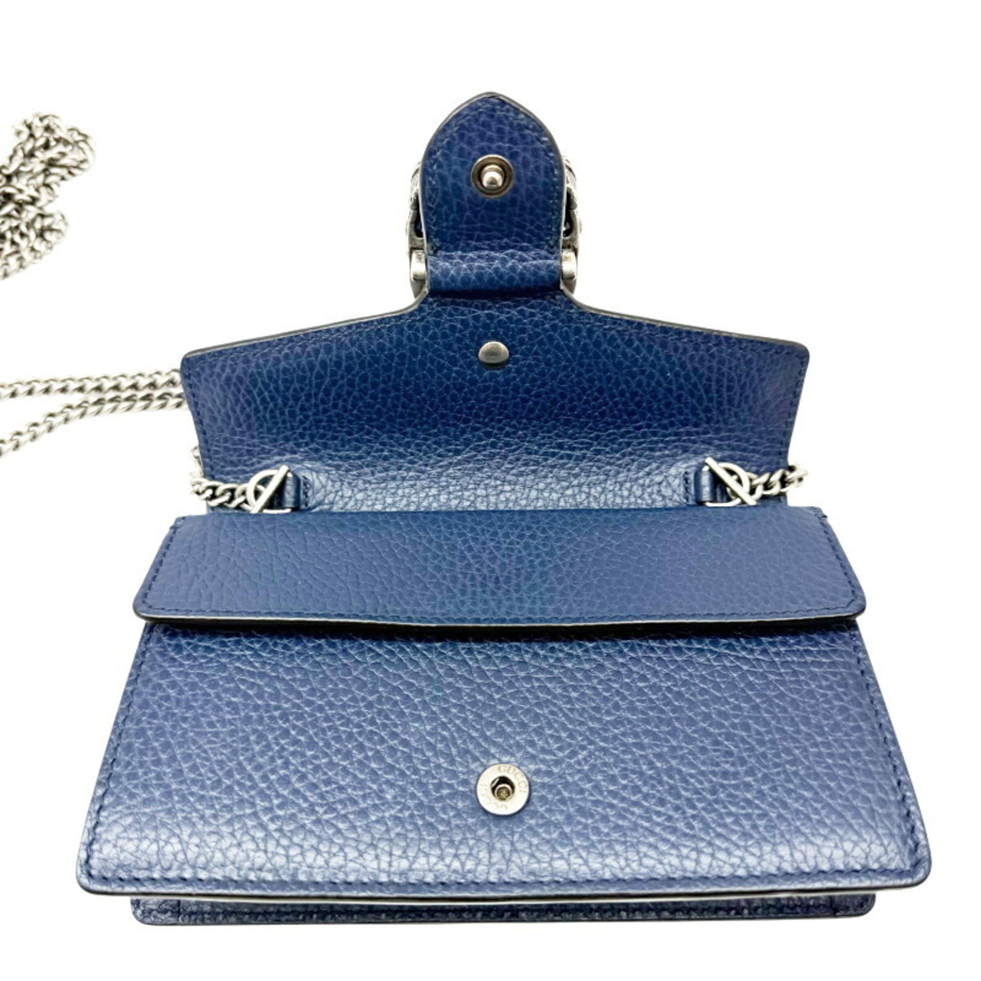 Gucci Blue Navy Leather Shoulder Bag (Pre-Owned)