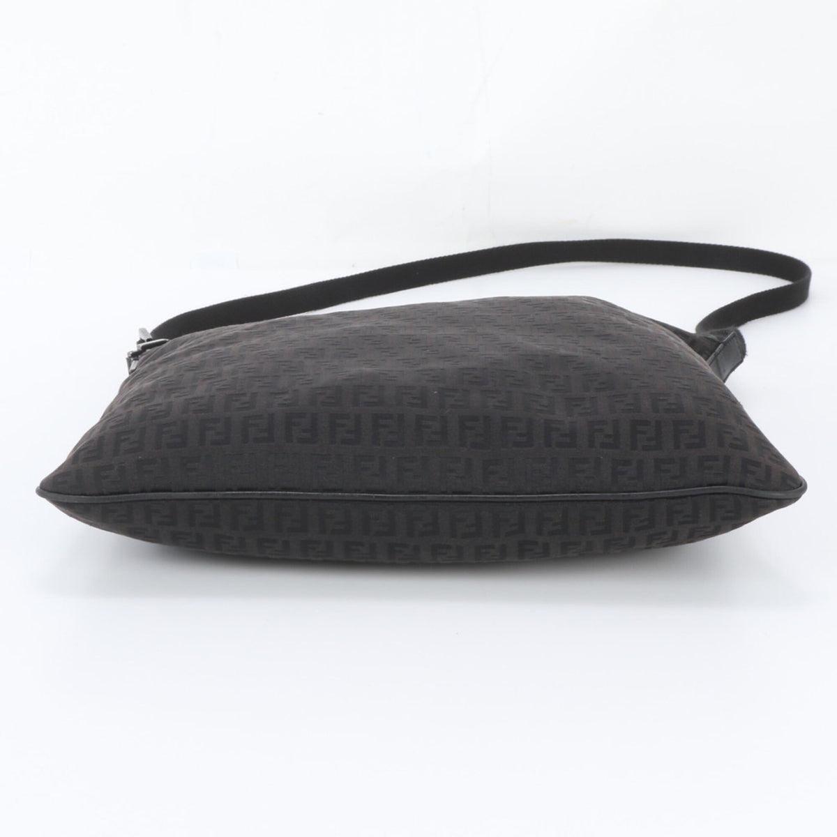 Fendi Black Leather Canvas Messenger Bag Shoulder Bag Tote Bag (Pre-Owned)