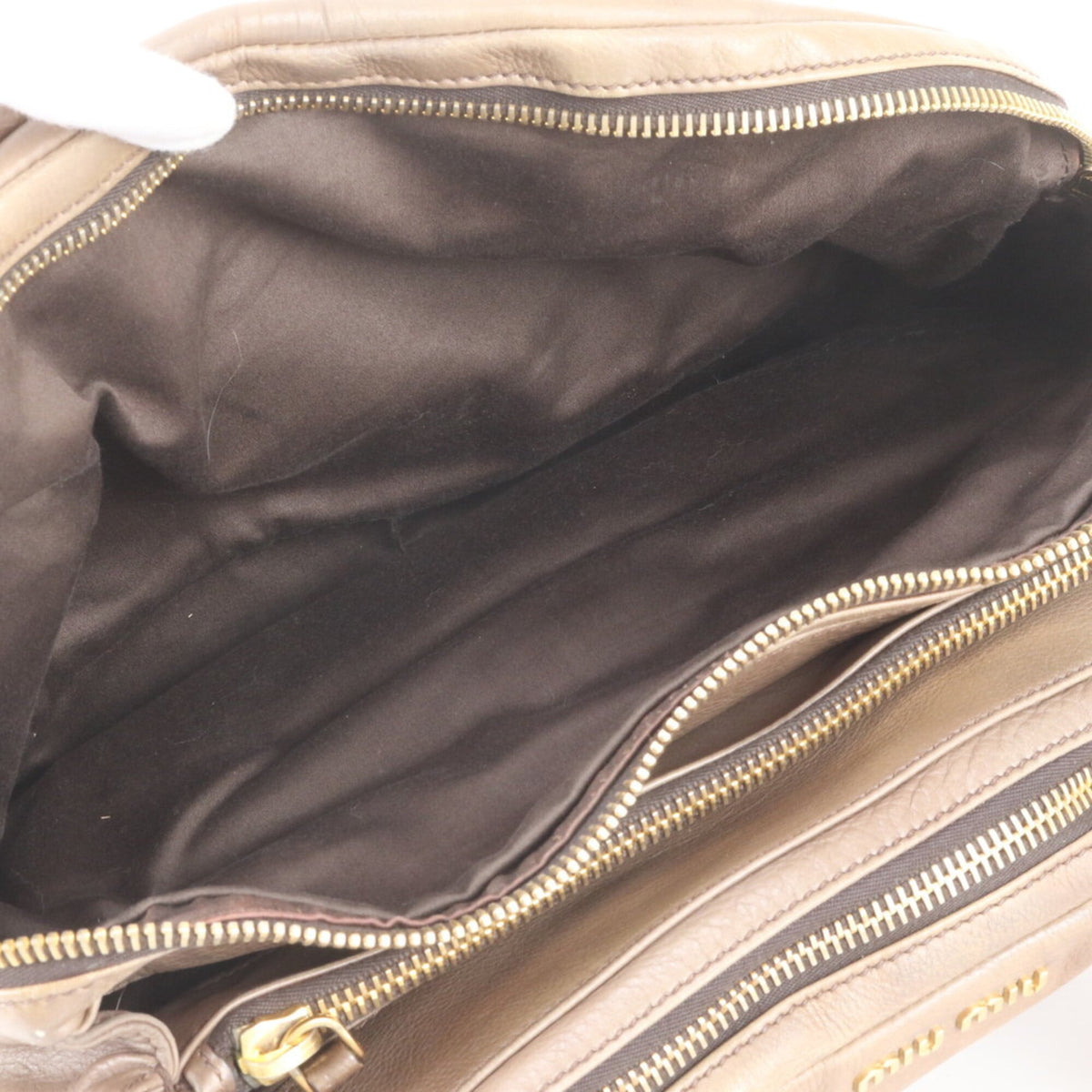 Miu Miu Green Khaki Leather Boston Bag Handbag Tote Bag (Pre-Owned)