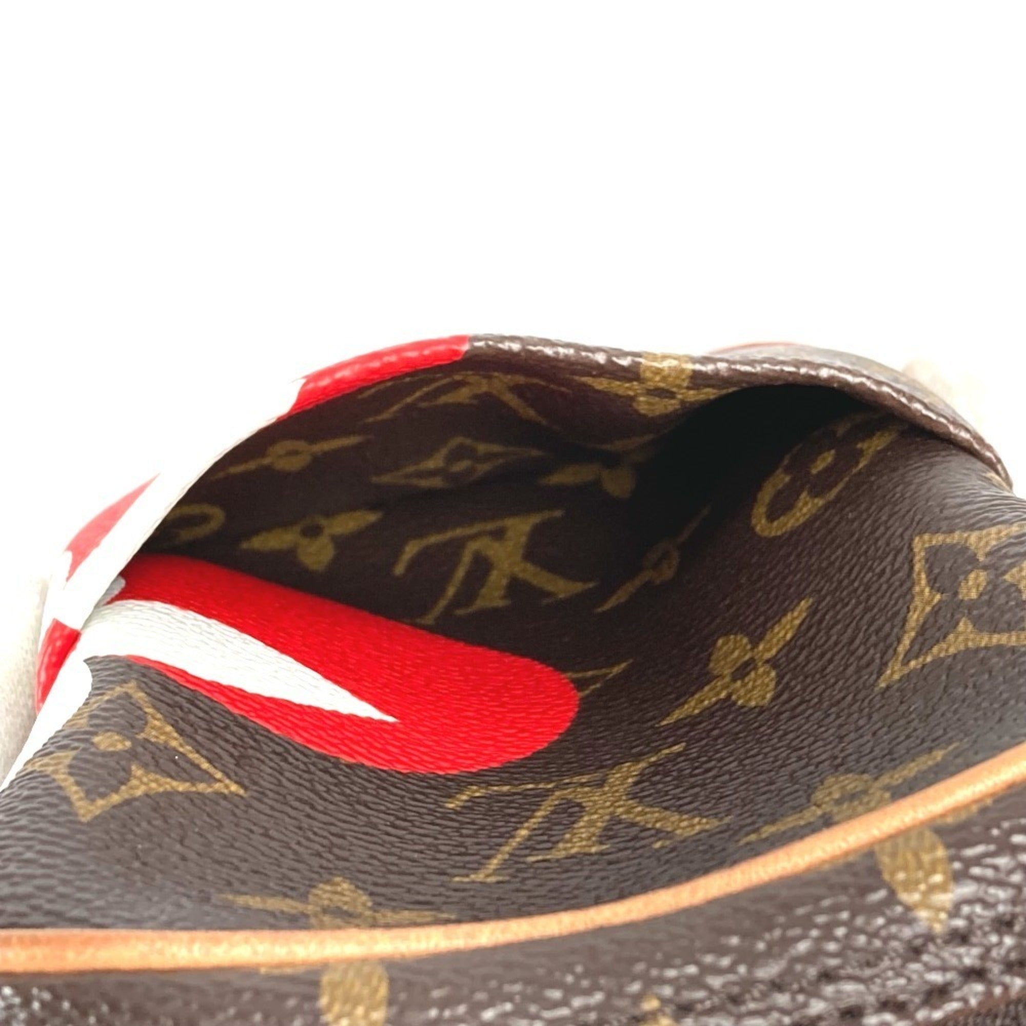 Louis Vuitton Brown Monogram Red Color Monogram Pochette Shoulder Bag (Pre-Owned)