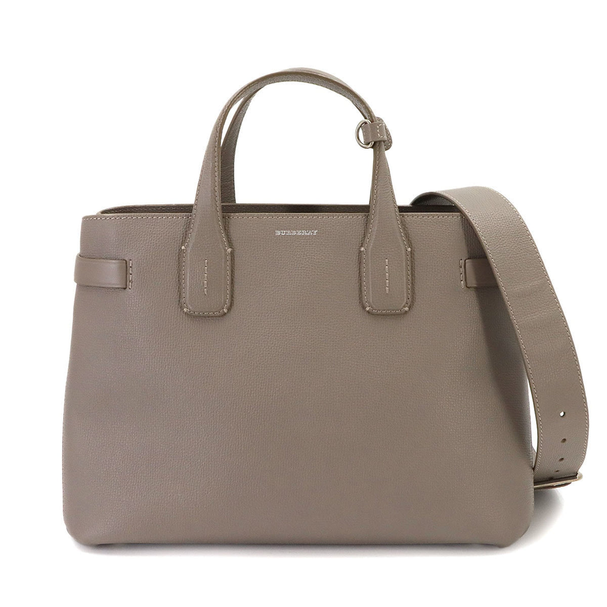 Burberry Beige White Leather Handbag Tote Bag (Pre-Owned)