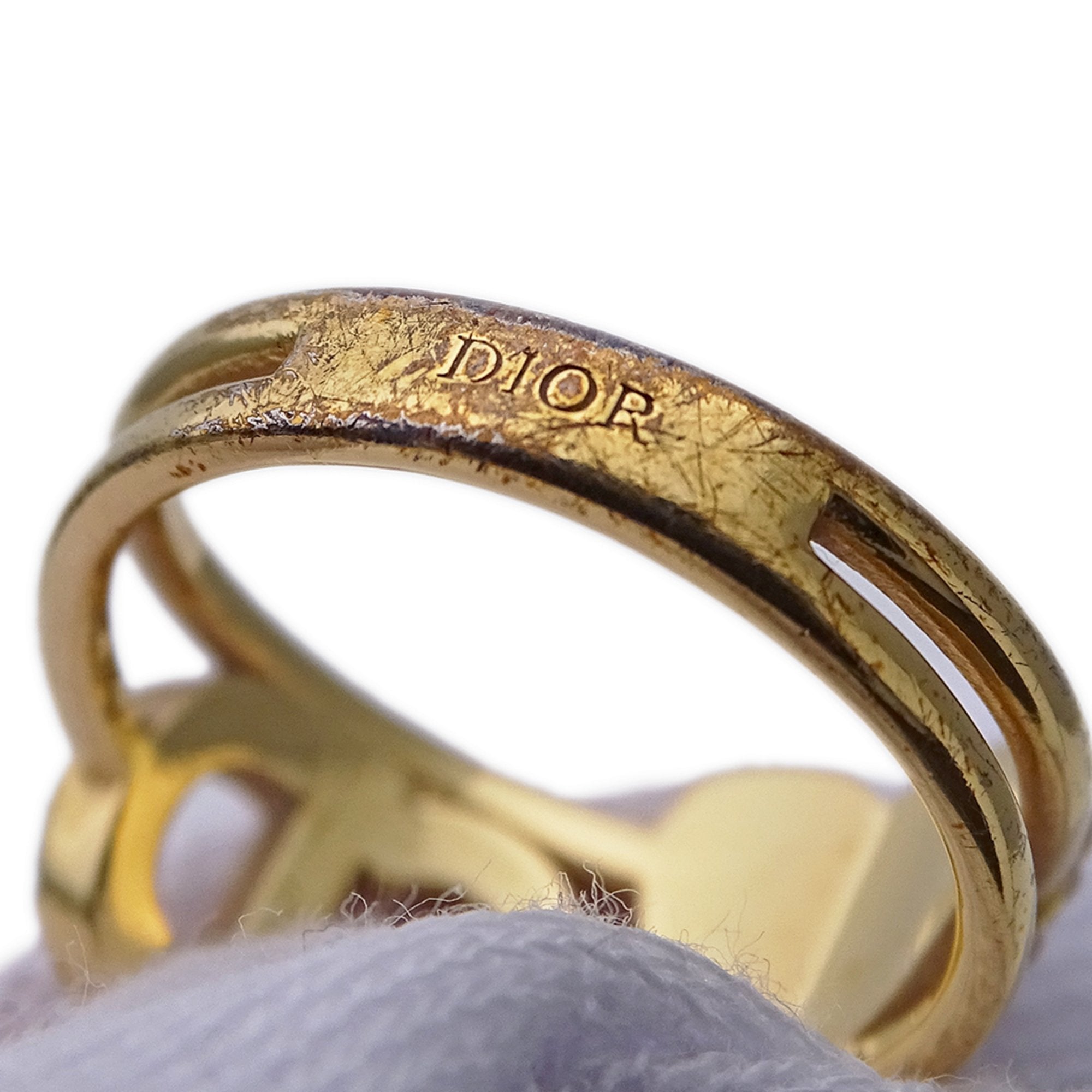Christian Dior Gold Gold Plating Band Ring (Pre-Owned)