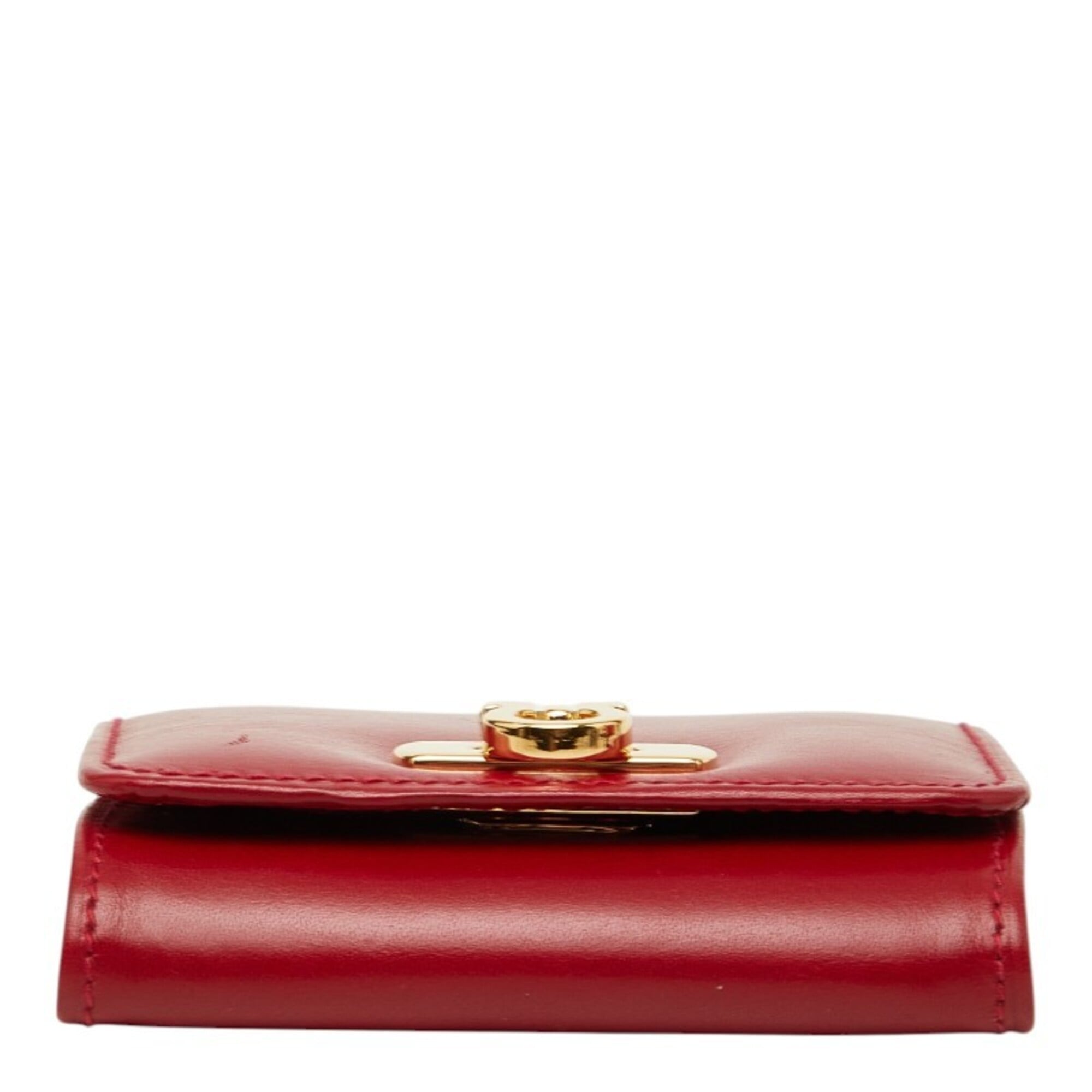 Salvatore Ferragamo Gold Red Color Leather Coin Purse/Coin Case (Pre-Owned)