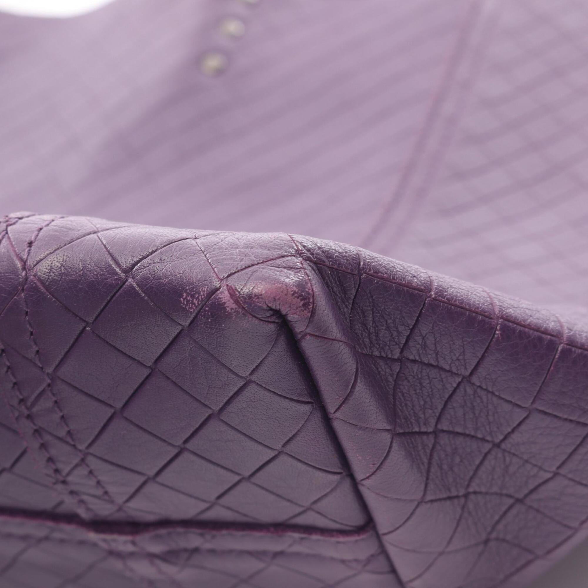 Bottega Veneta Purple Leather Handbag Tote Bag (Pre-Owned)
