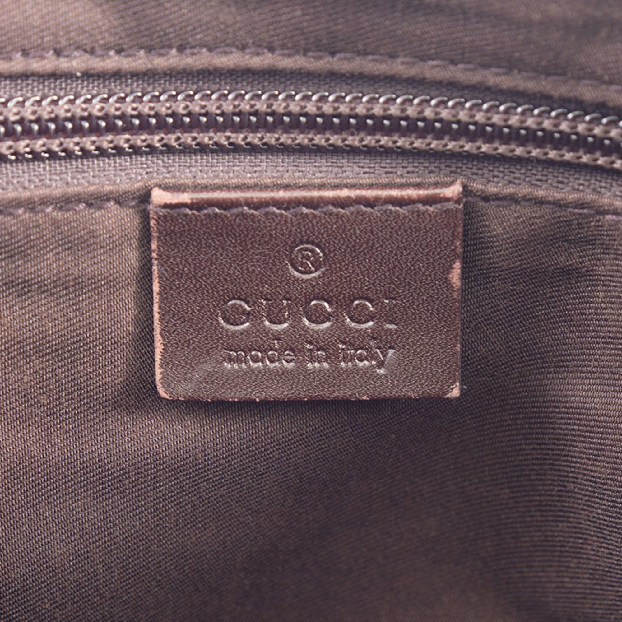 Gucci Beige Brown Gg Canvas Leather Shoulder Bag (Pre-Owned)